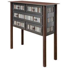 Five-Drawer Galvanized Strip Quilt Table, Functional Steel Furniture
