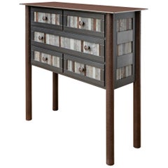 Five-Drawer Galvanized Strip Quilt Table, Functional Steel Furniture