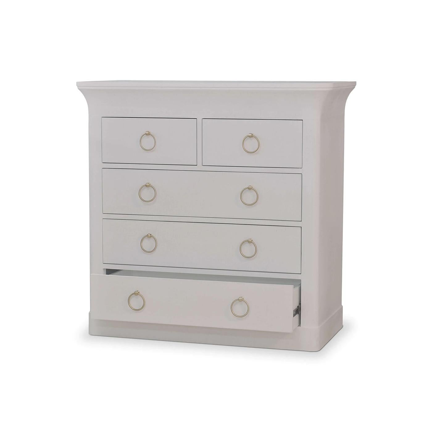 Modern Five Drawer Linen Wrapped Chest