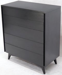 Five Drawers Black Lacquer Mahogany High Chest Dresser by John Stuart