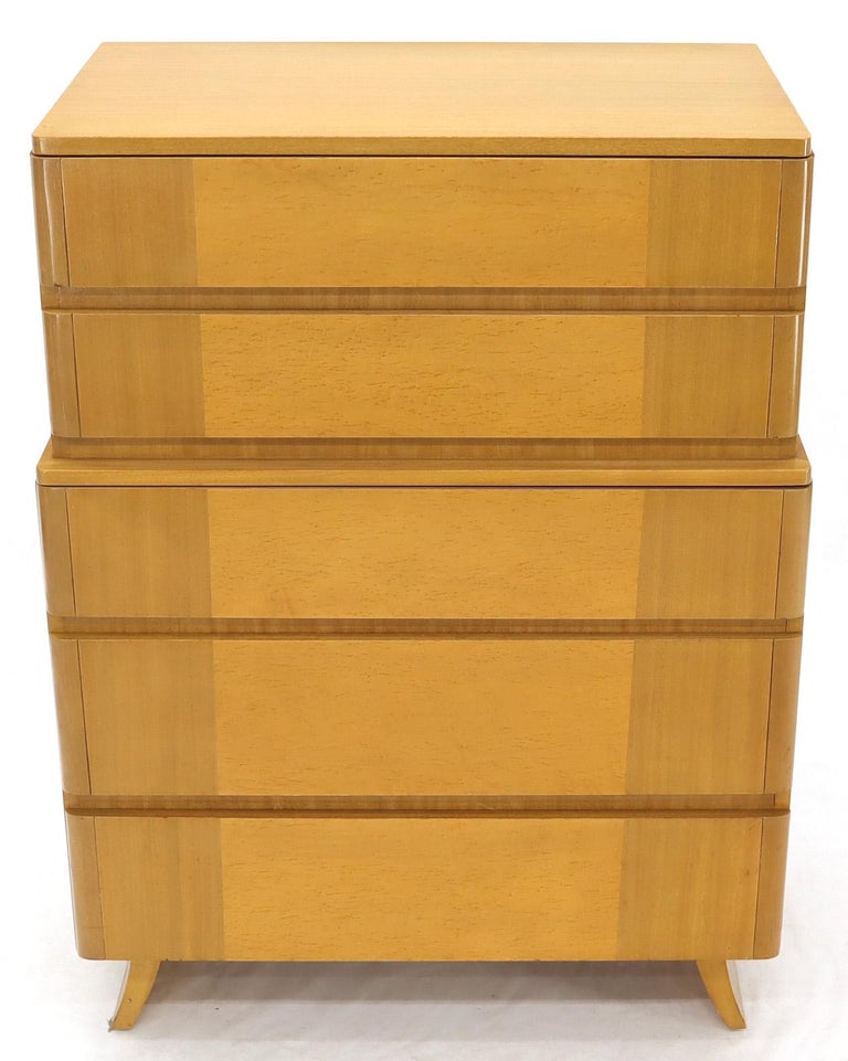Gold Mahogany High Chest Dresser, Blonde Wood Tall Dresser