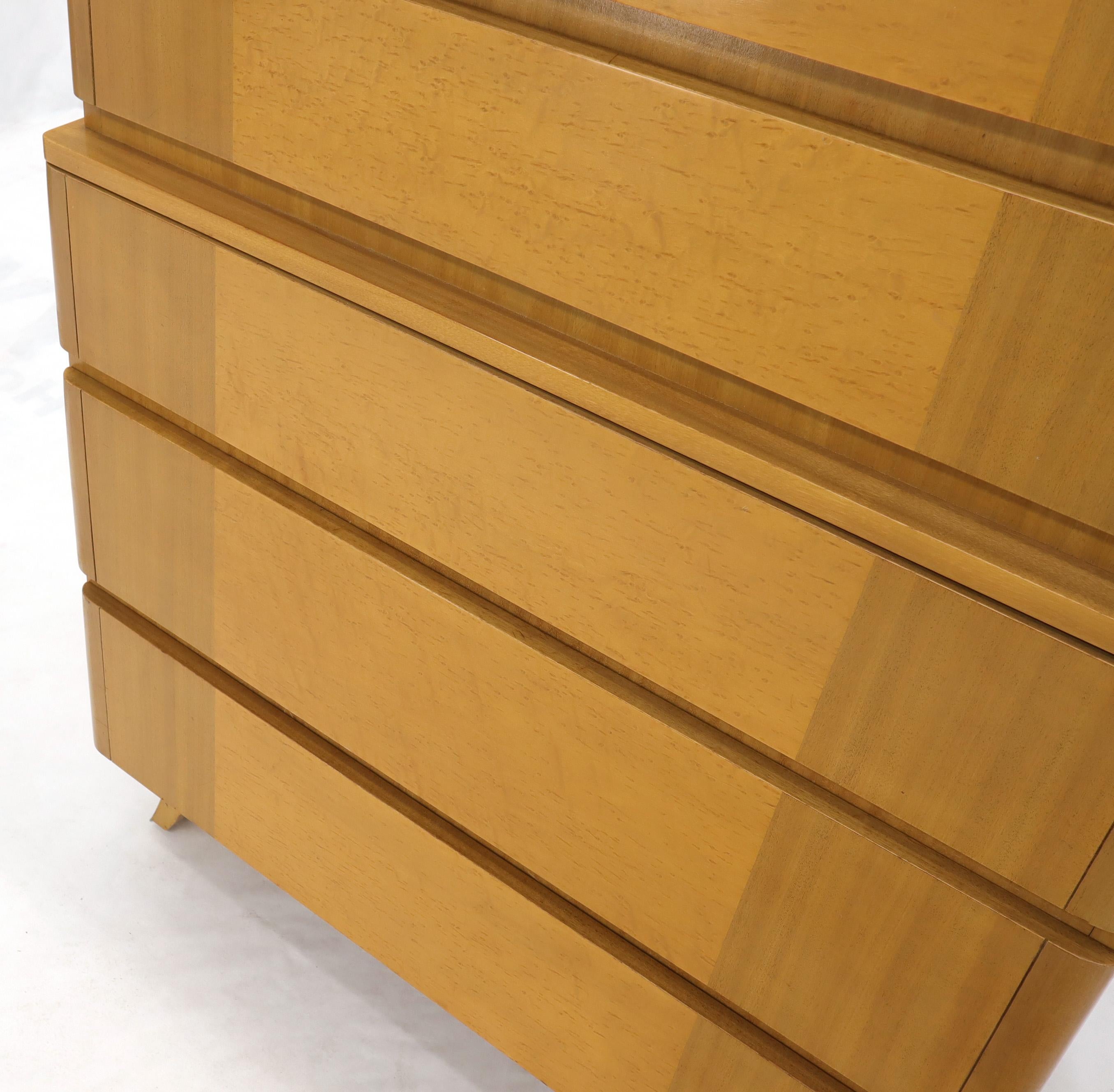 Mid-Century Modern Five Drawers Blond to Gold Mahogany High Chest Dresser For Sale
