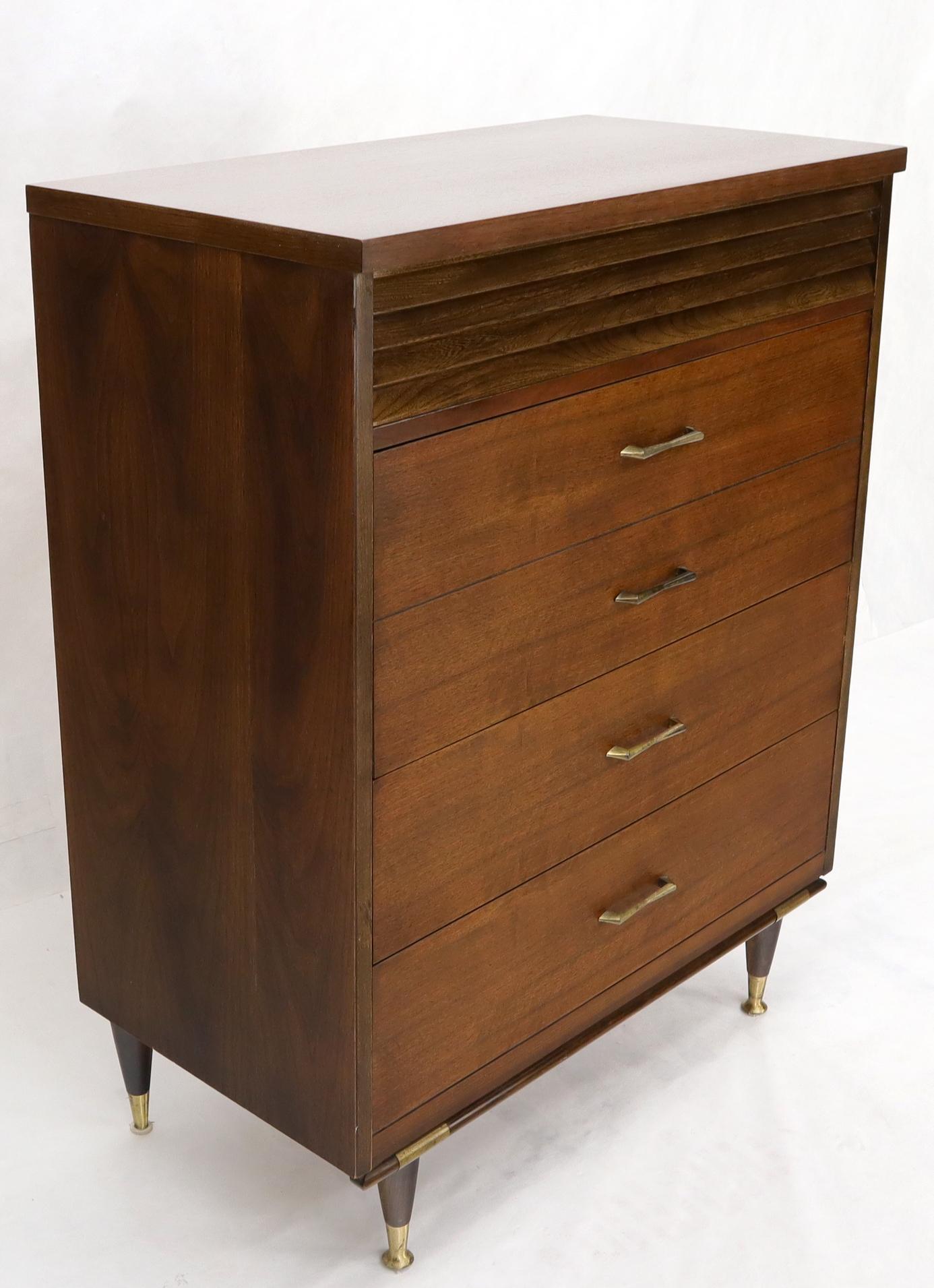 Five Drawers Mid-Century Modern Warmer High Chest Dresser For Sale 4
