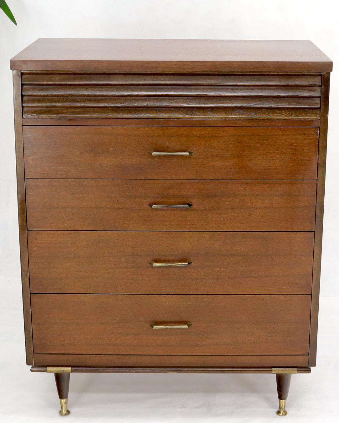 American Five Drawers Mid-Century Modern Warmer High Chest Dresser For Sale