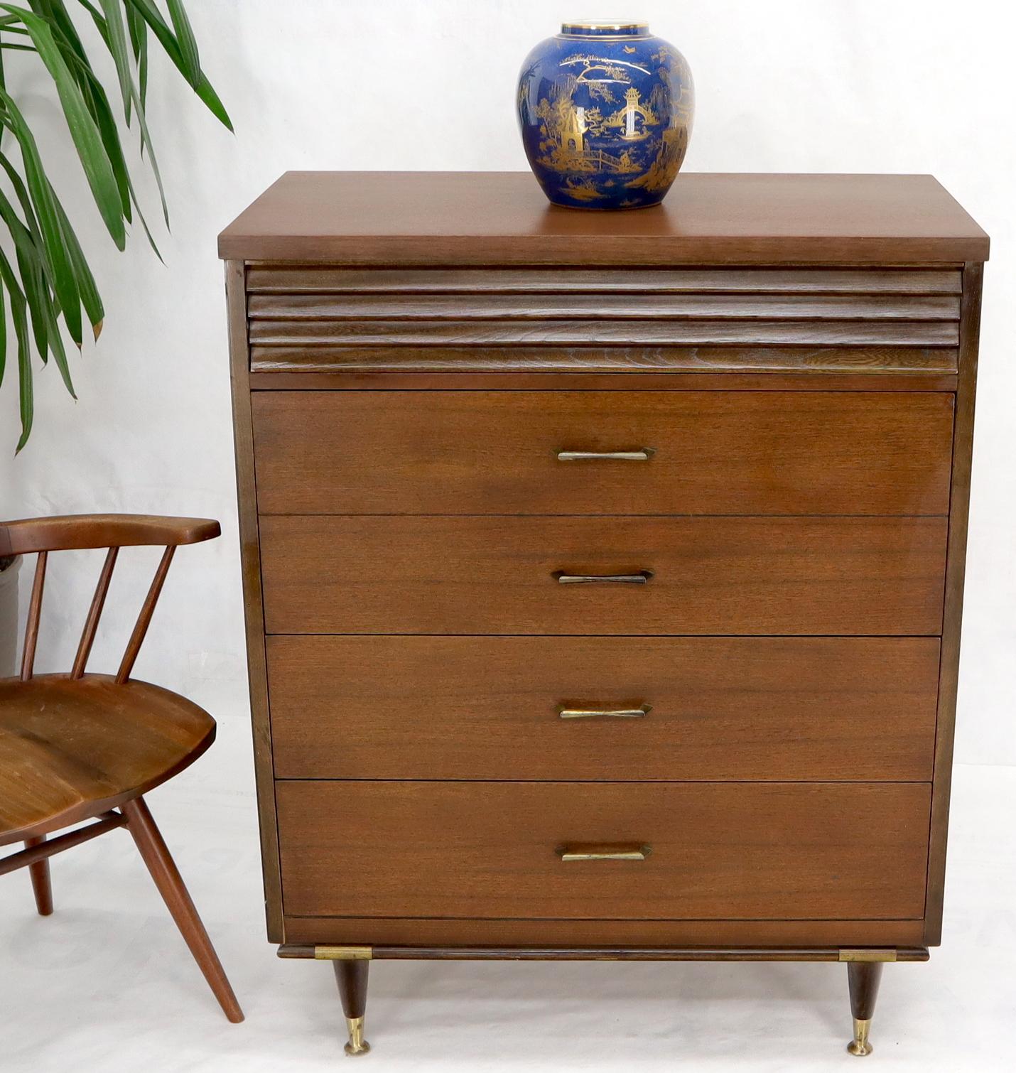 20th Century Five Drawers Mid-Century Modern Warmer High Chest Dresser For Sale