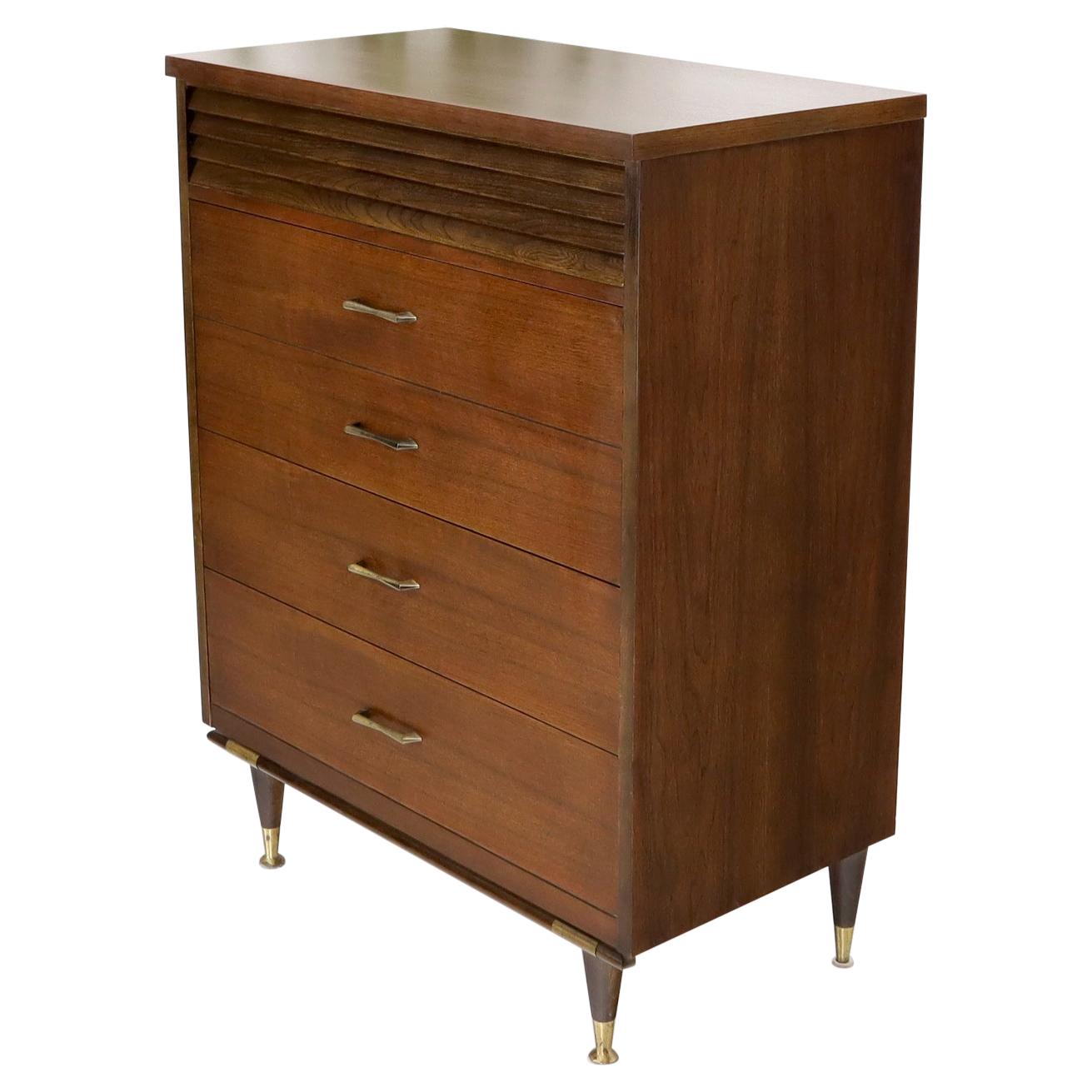 Five Drawers Mid-Century Modern Warmer High Chest Dresser For Sale