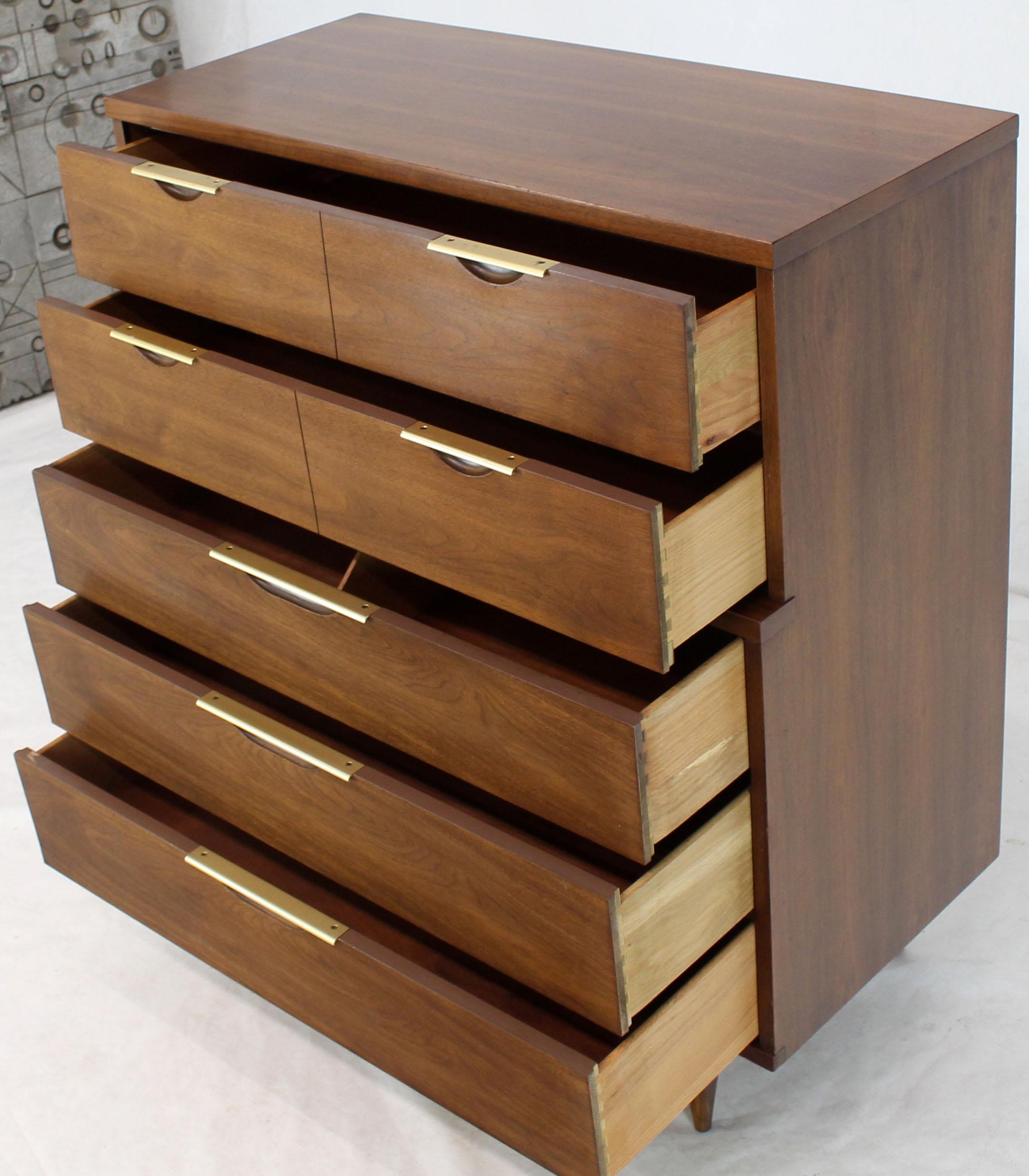 Mid-Century Modern five drawers super clean high chest dresser by Kent Coffey.
 
