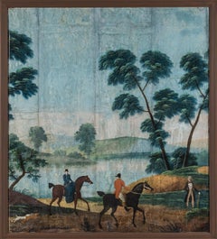 Five Early 19th Century Neoclassical Paper Peint Wallpaper Murals