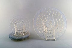 Five Early and Rare René Lalique Plates and Serving Dish in Art Glass