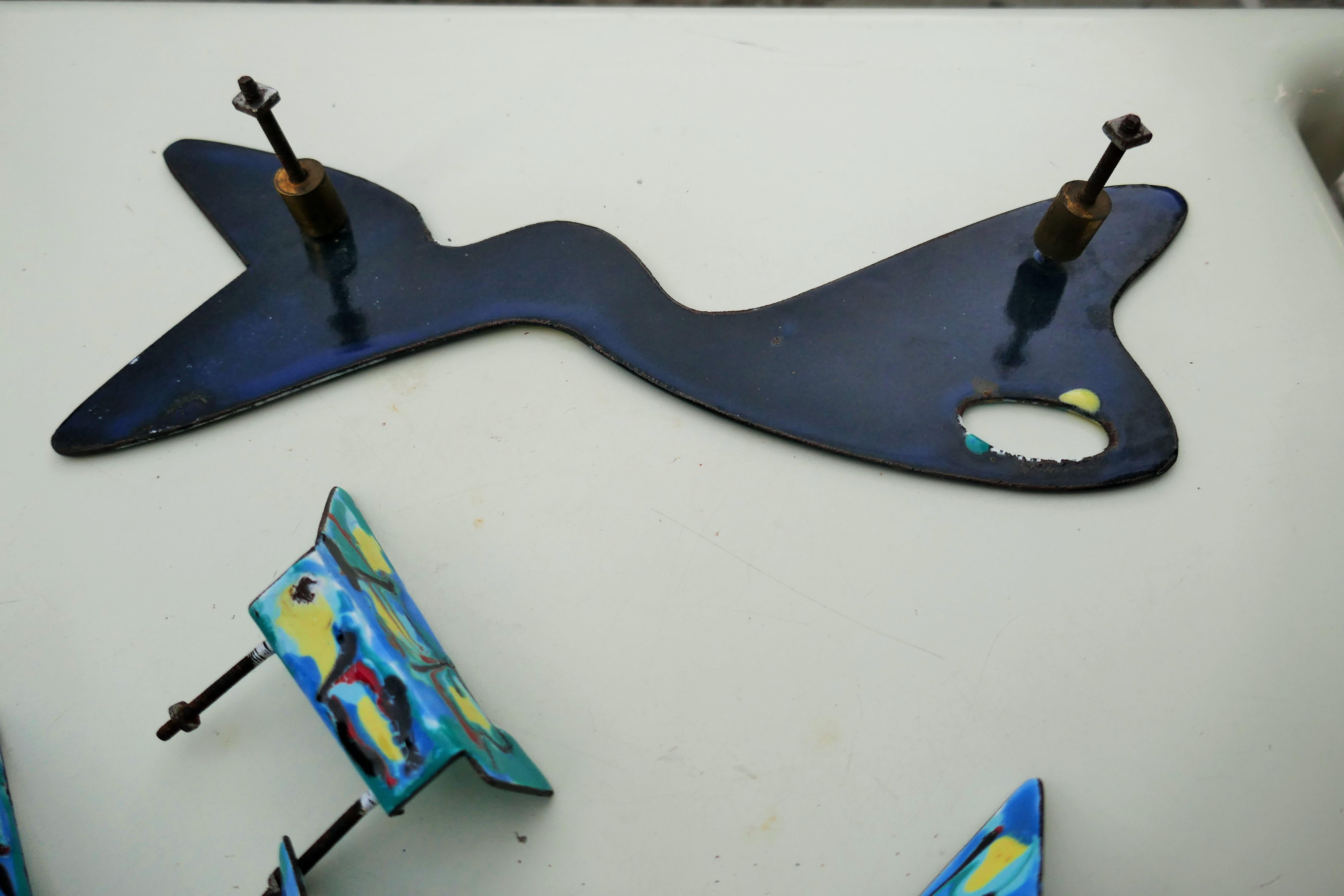 Five Enamelled copper handles in the style of Paolo De Poli Gio Ponti For Sale 8