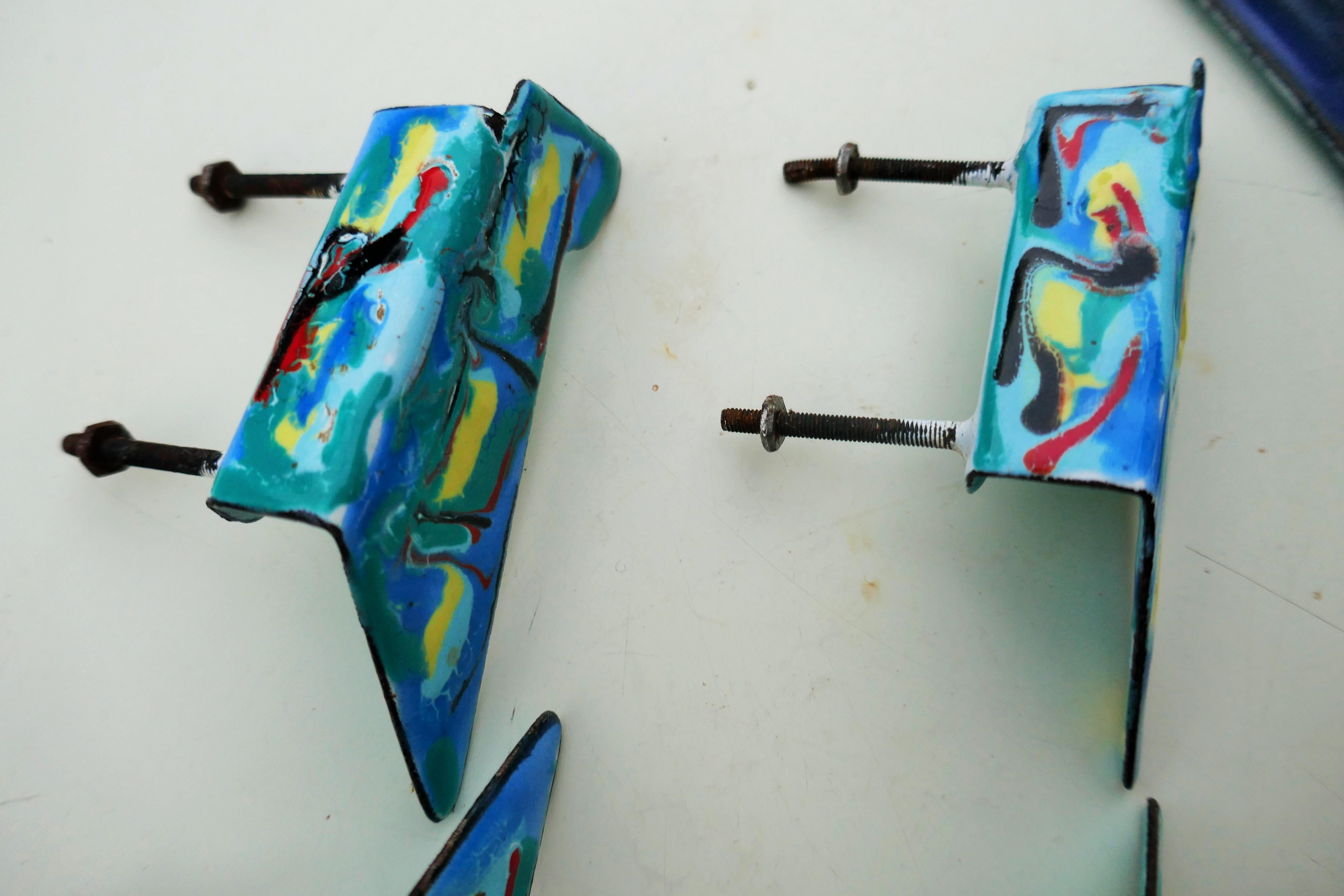 Five Enamelled copper handles in the style of Paolo De Poli Gio Ponti For Sale 9