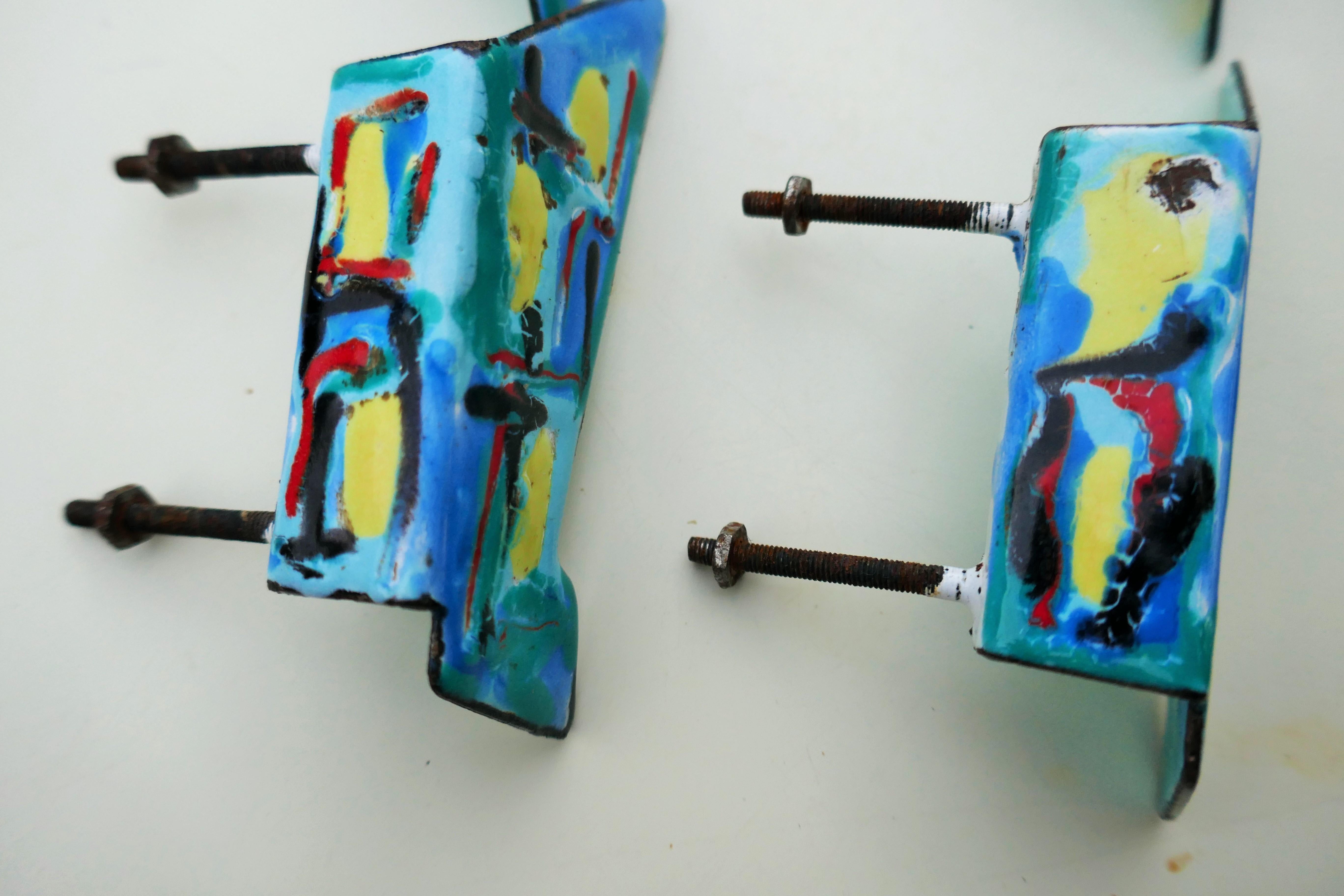 Five Enamelled copper handles in the style of Paolo De Poli Gio Ponti For Sale 10