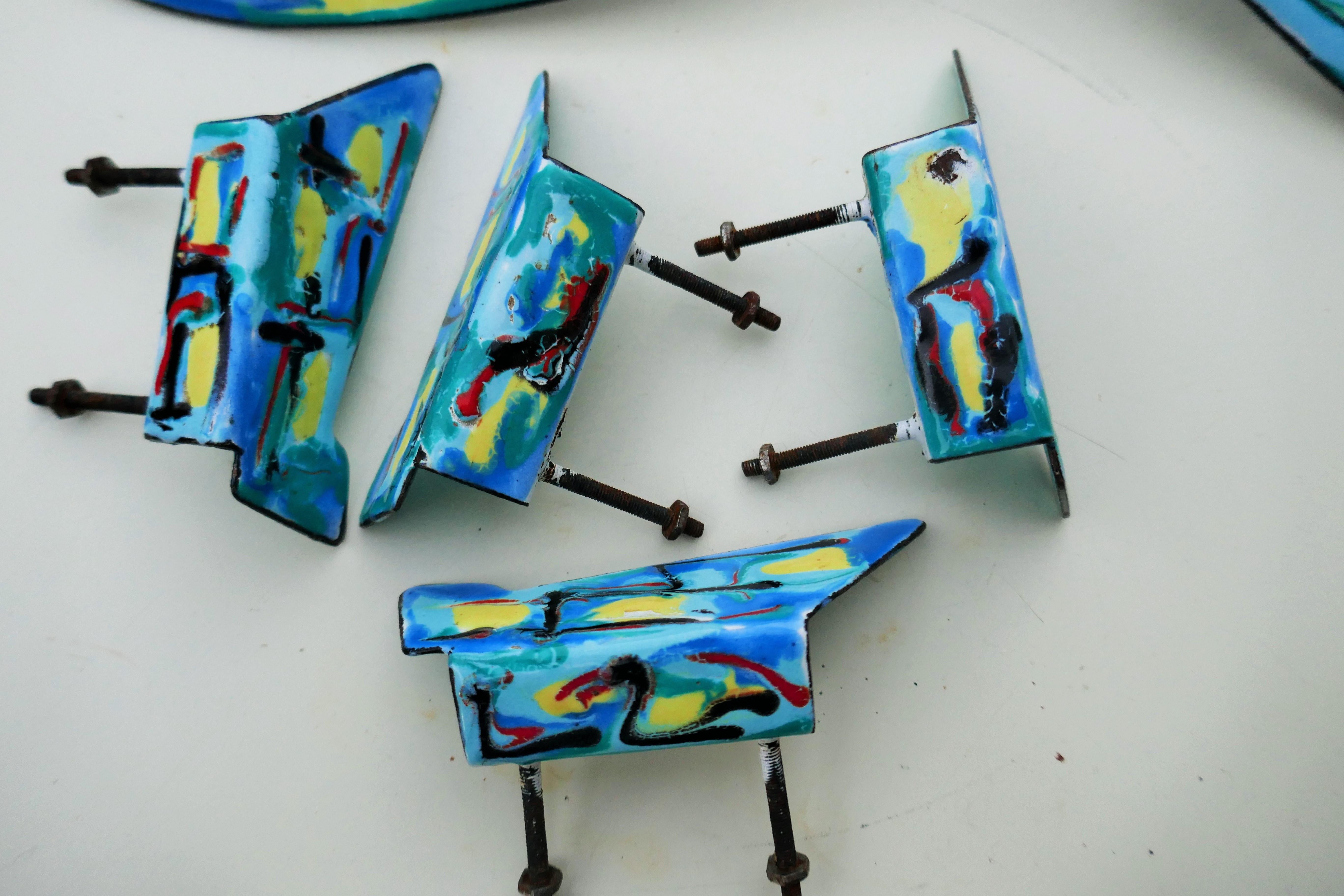 Five Enamelled copper handles in the style of Paolo De Poli Gio Ponti For Sale 12