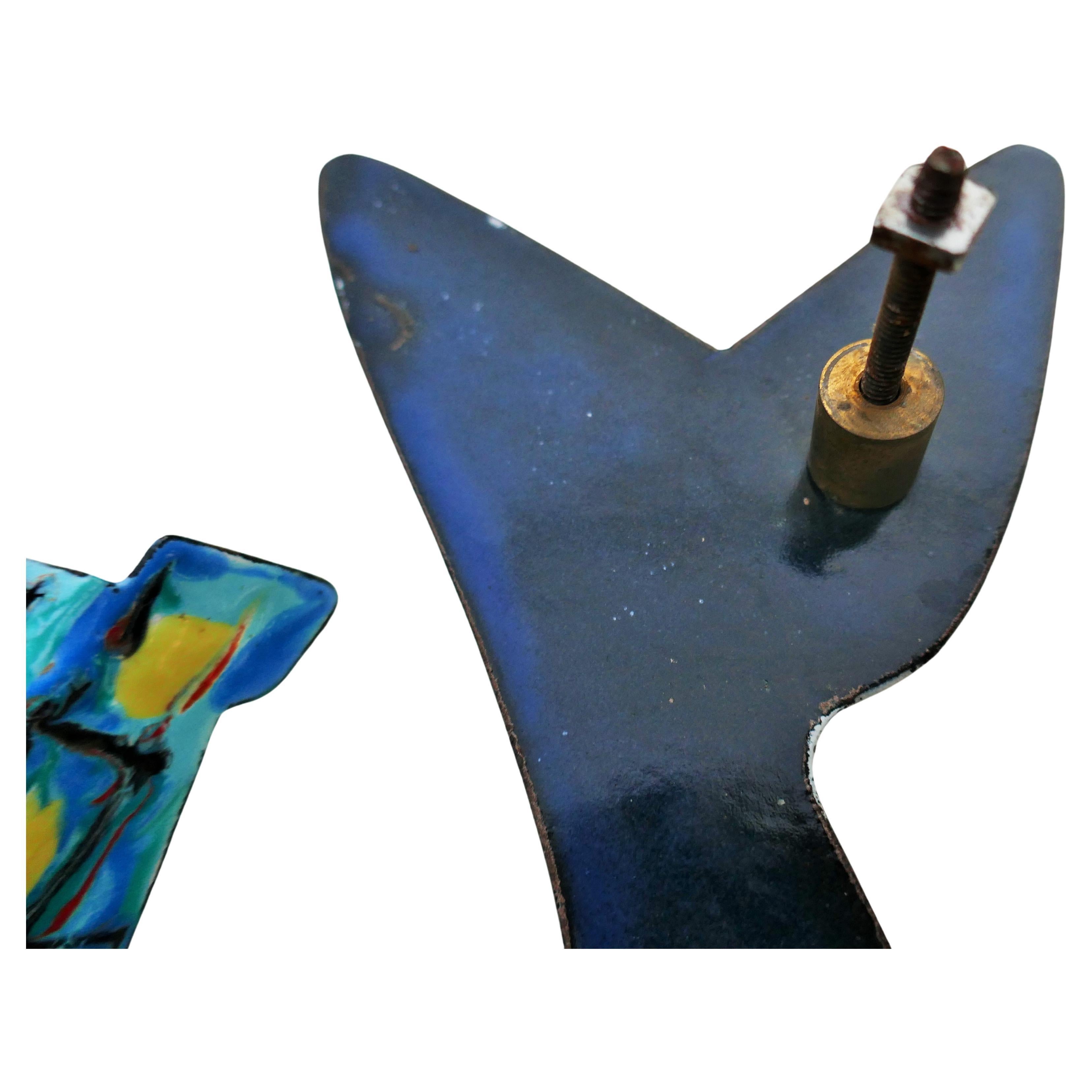 Modern Five Enamelled copper handles in the style of Paolo De Poli Gio Ponti For Sale