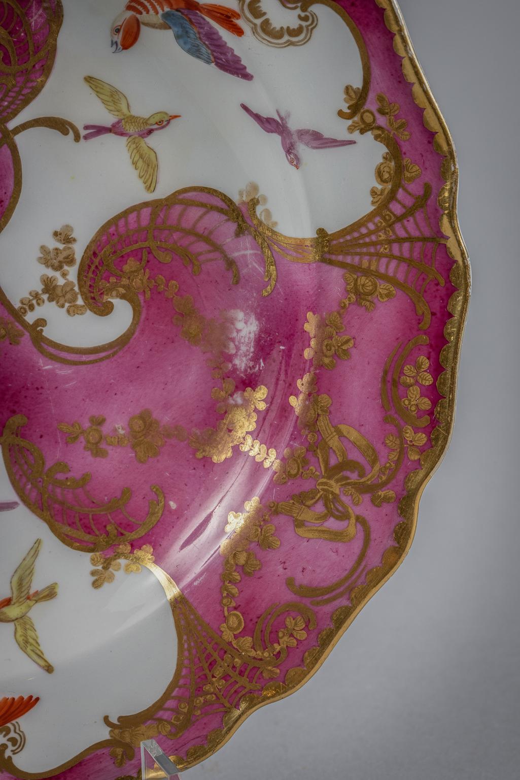 Mid-18th Century Five English Porcelain Claret Ground Plate, Chelsea, circa 1765 For Sale