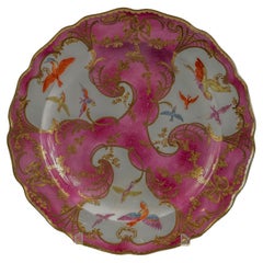 Five English Porcelain Claret Ground Plate, Chelsea, circa 1765