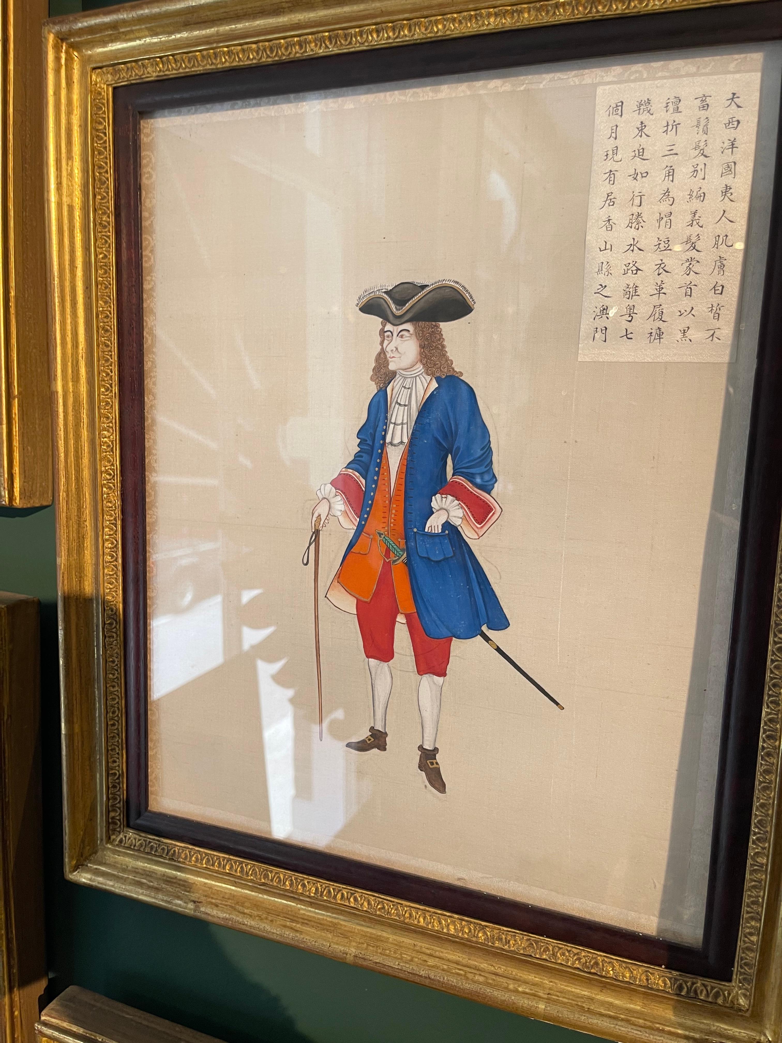 Five Extremely Rare Chinese Drawings of Foreigners, 18th Century, Colonial For Sale 7