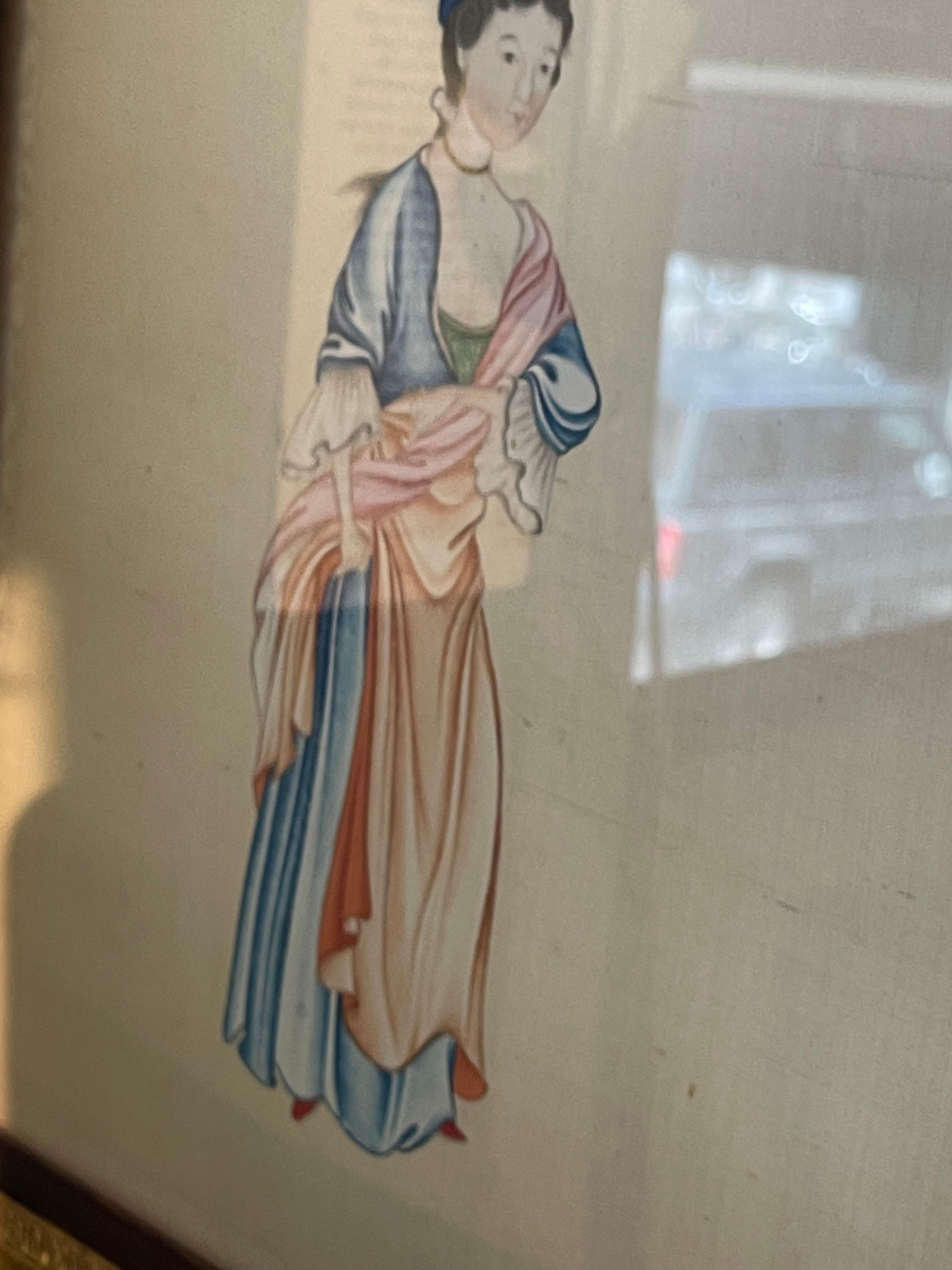 Paper Five Extremely Rare Chinese Drawings of Foreigners, 18th Century, Colonial For Sale