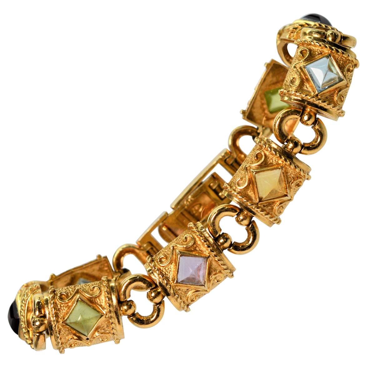 Five Flavors Yellow Gold Multi Stone Link Bracelet by AE