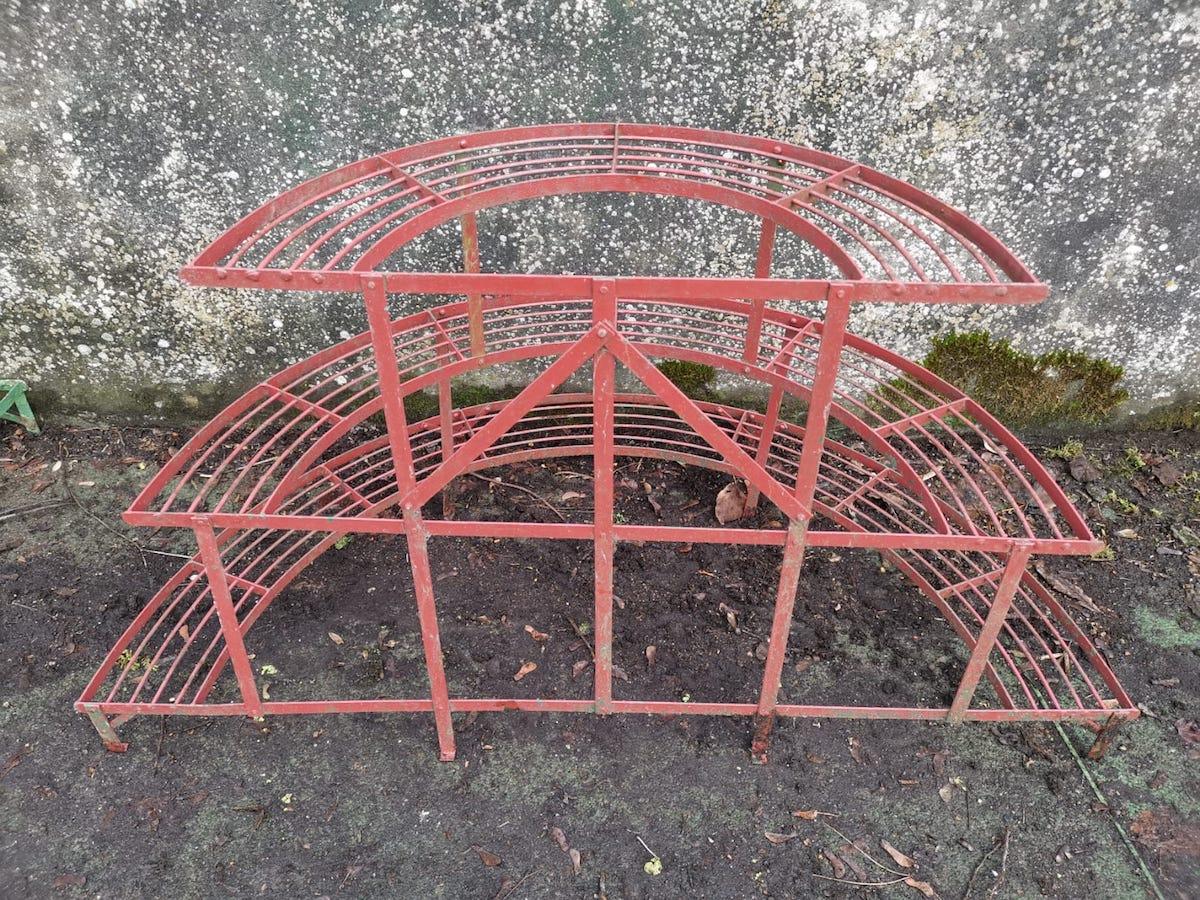 Five French Iron Half Moon Water Fall Garden or Patio Plant Pot Shelves or Stand For Sale 6