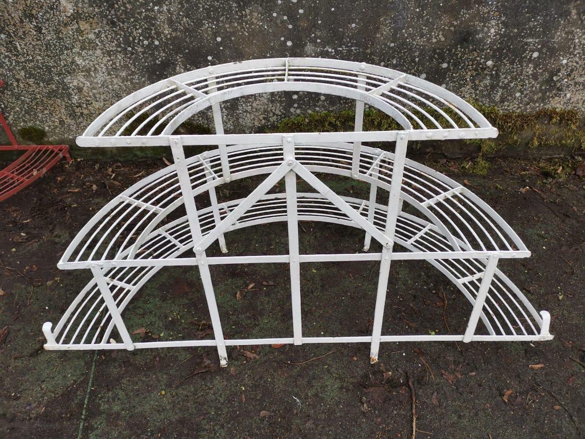 Five French Iron Half Moon Water Fall Garden or Patio Plant Pot Shelves or Stand For Sale 9