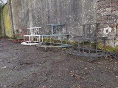 Five French Iron Half Moon Water Fall Garden or Patio Plant Pot Shelves or Stand