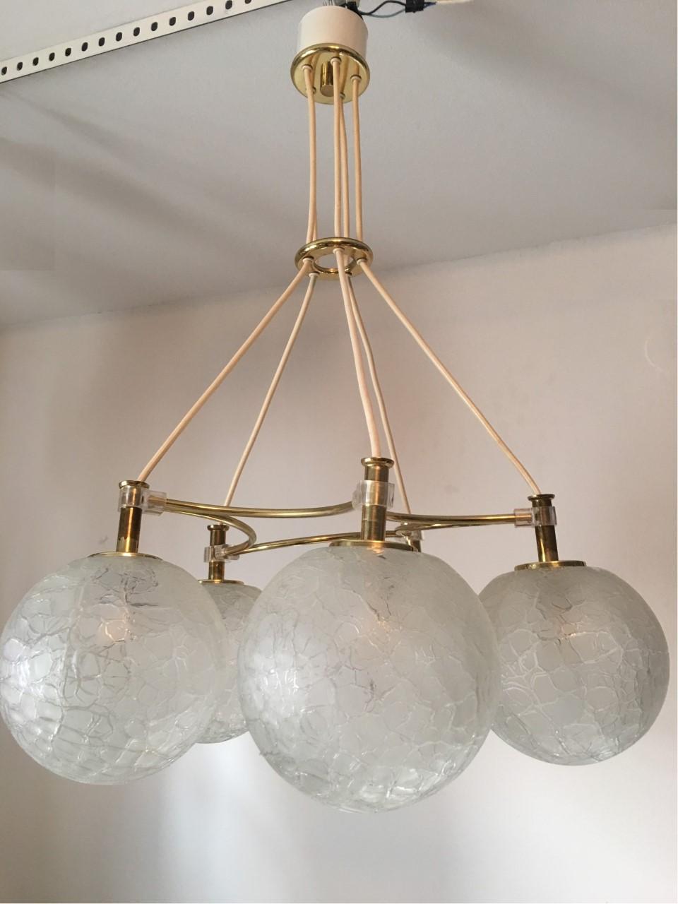 Five Glass Balls Orbit Chandelier from Doria Leuchten, 1960s For Sale 2
