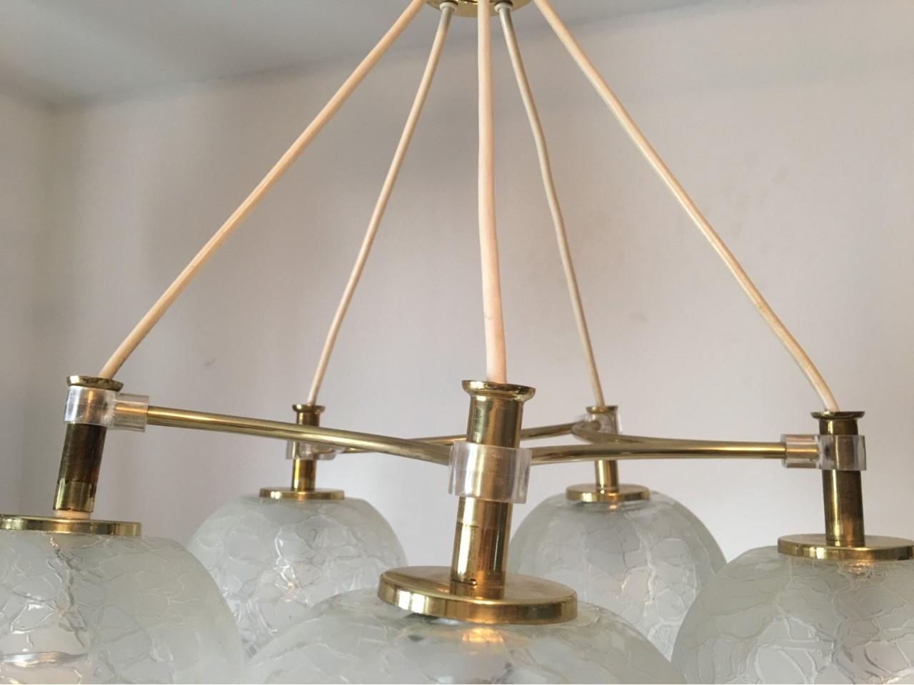 Five Glass Balls Orbit Chandelier from Doria Leuchten, 1960s For Sale 3