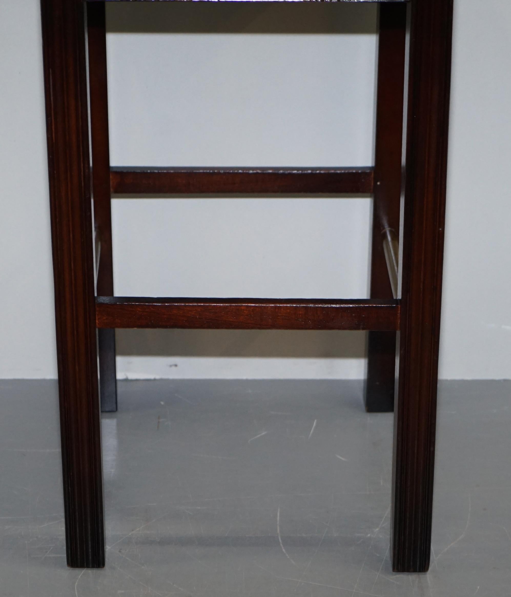 Five Harrods London Fully Restored Chesterfield Brown Leather Bar Kitchen Stools 2