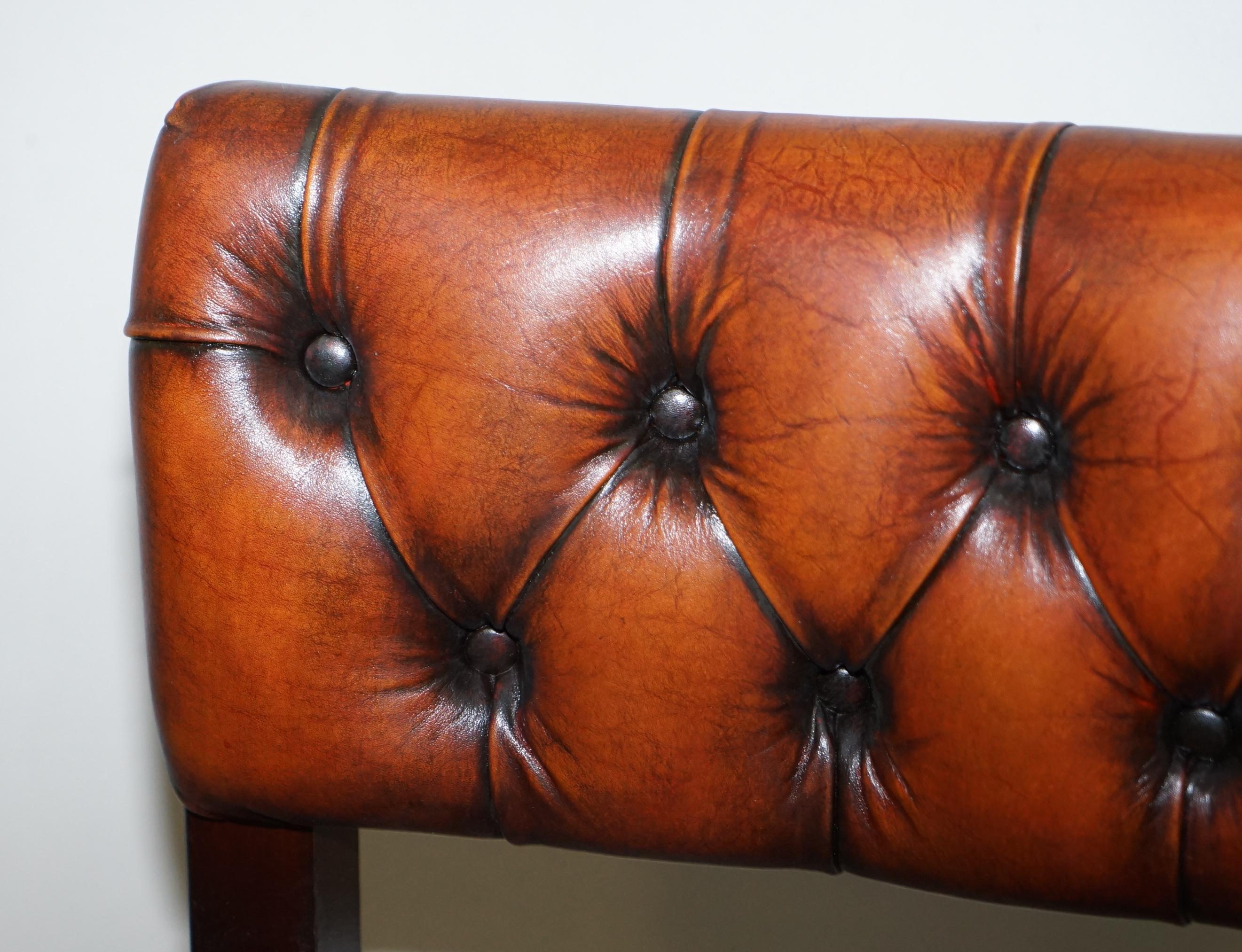 Five Harrods London Fully Restored Chesterfield Brown Leather Bar Kitchen Stools 9