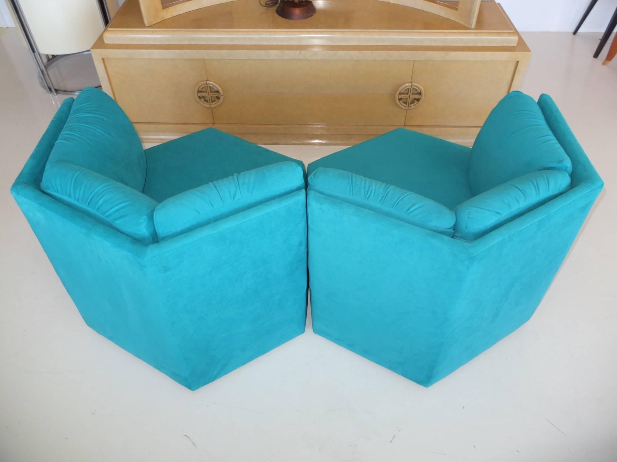 Pair Hexagonal Swivel Chairs by Milo Baughman for Thayer Coggin 4