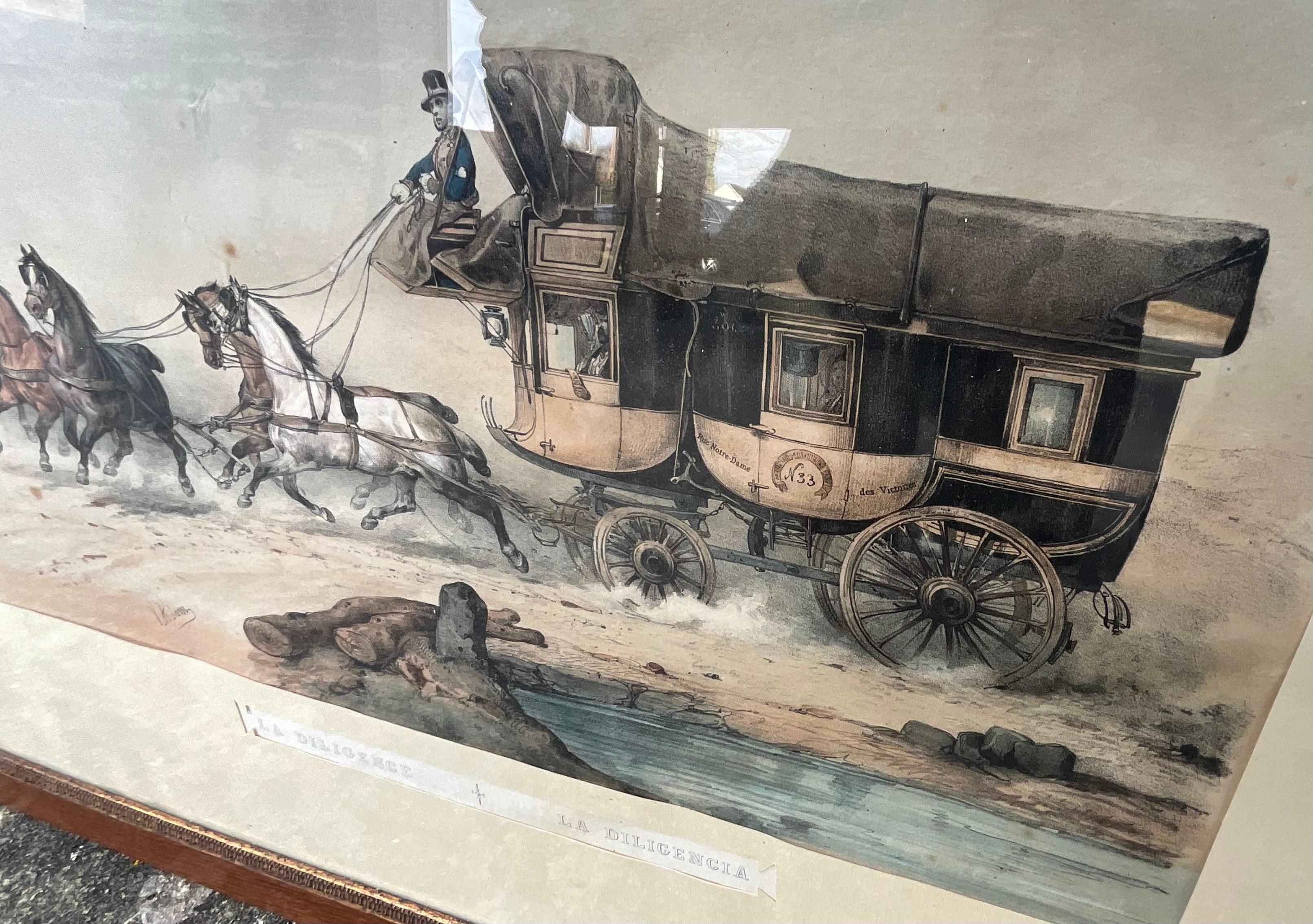 Diligencia de cinco caballos, firmada Adam, finales del siglo XIX Otro en venta