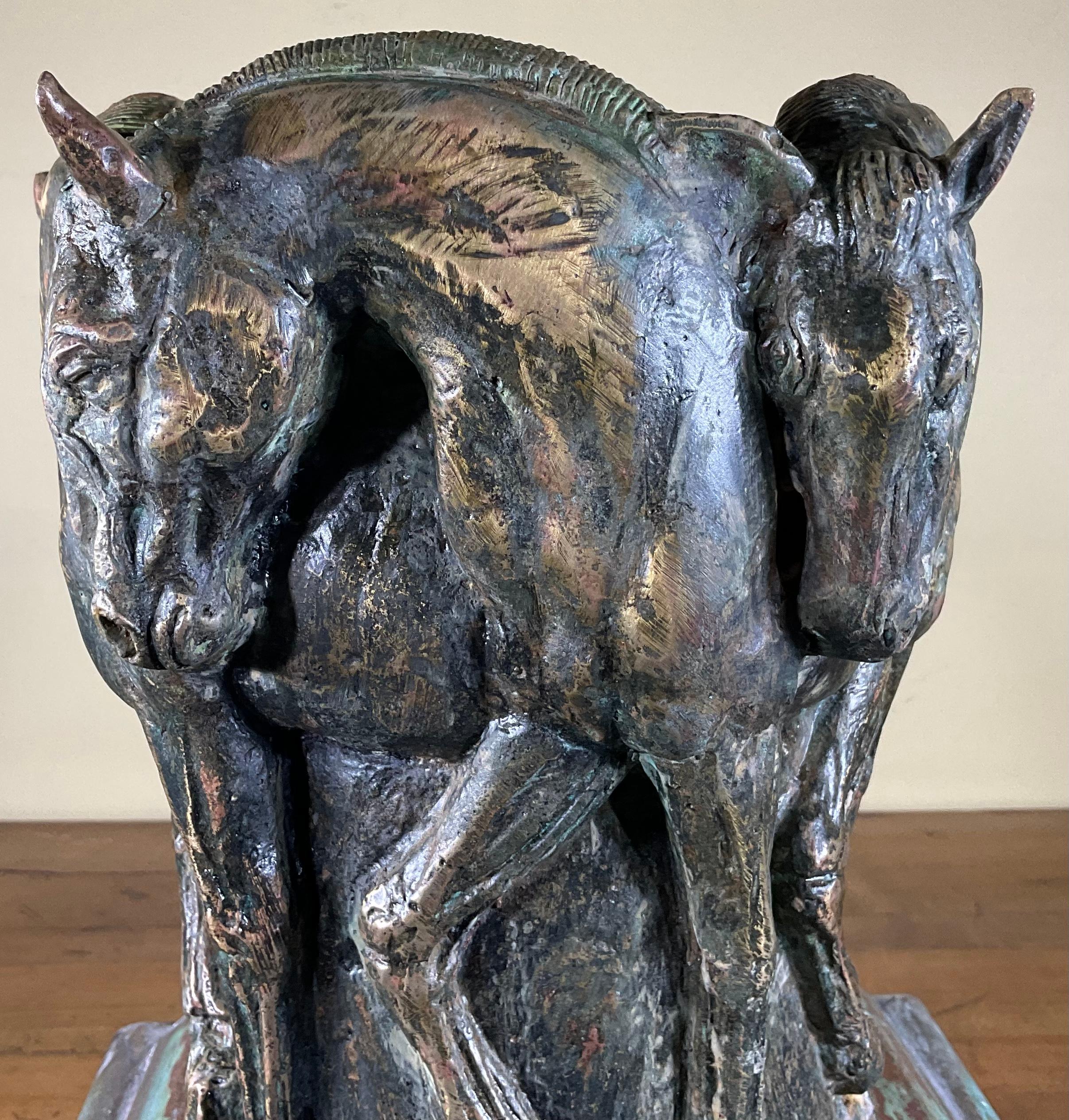 Five Horses Bronze Vase Sculpture 2