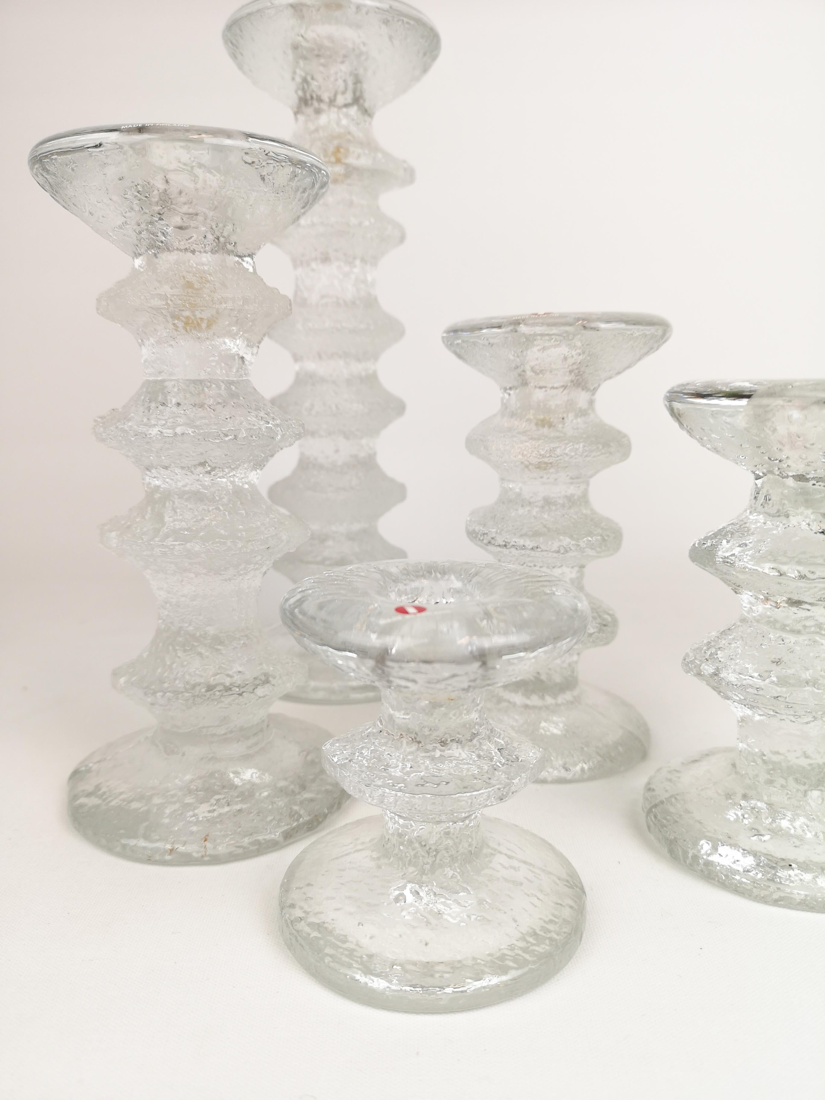 Scandinavian Modern Five Iittala Festivo Candlesticks, Design by Timo Sarpaneva