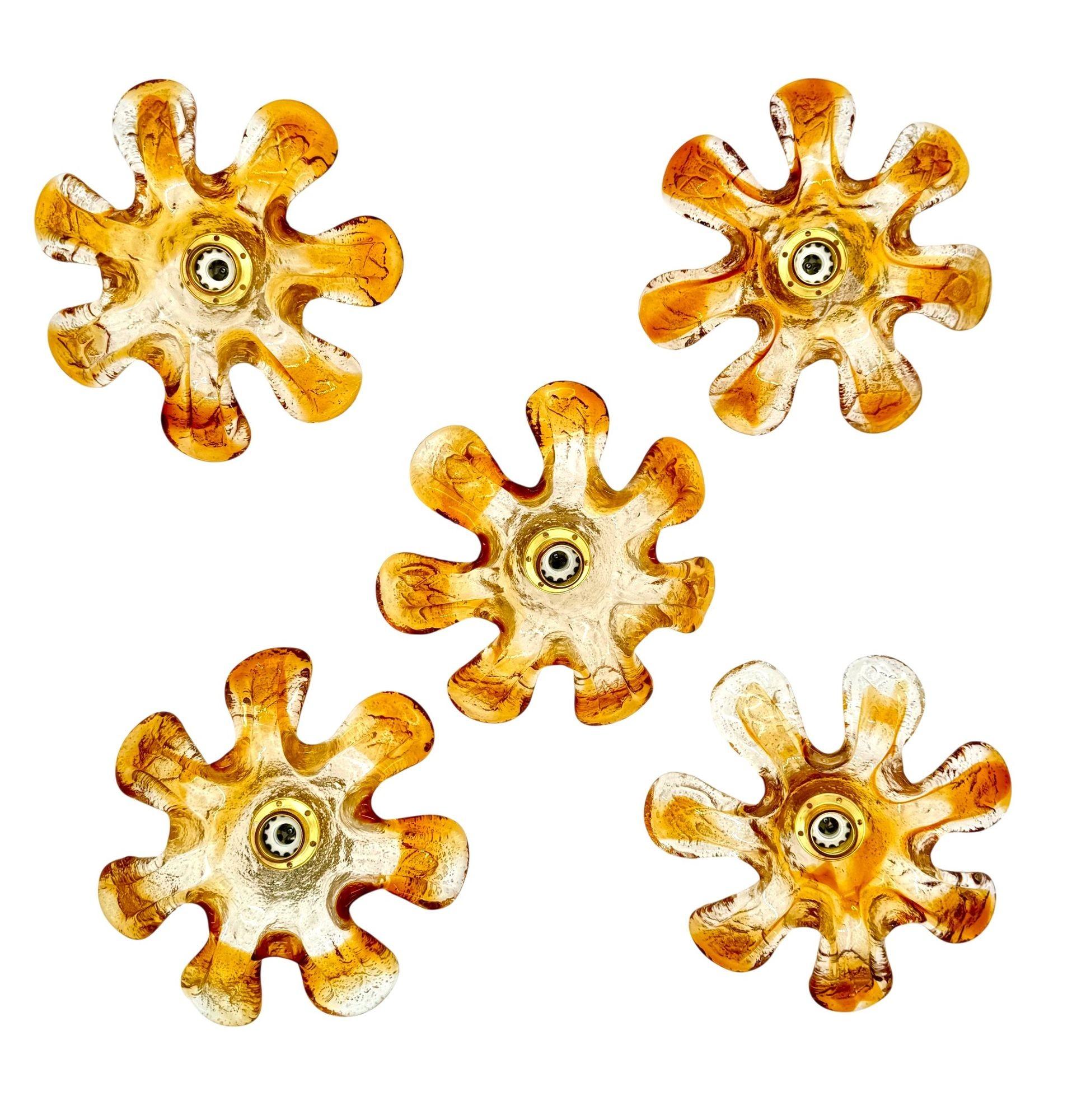 Cinque focaccine da parete in vetro di Murano degli anni '70 di Mazzega Murano in vendita 6