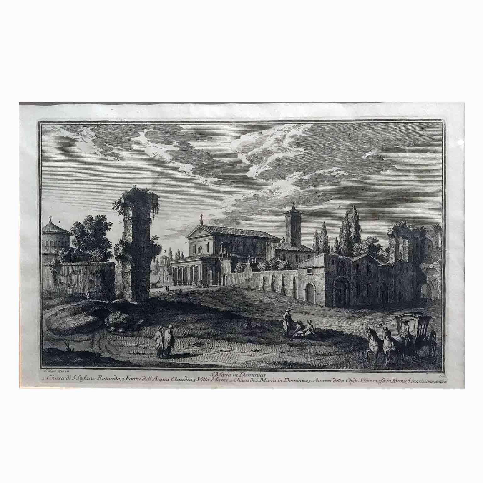 Neoclassical 18th Century Italian Grand Tour Etchings Five Rome Views by Giuseppe Vasi 
