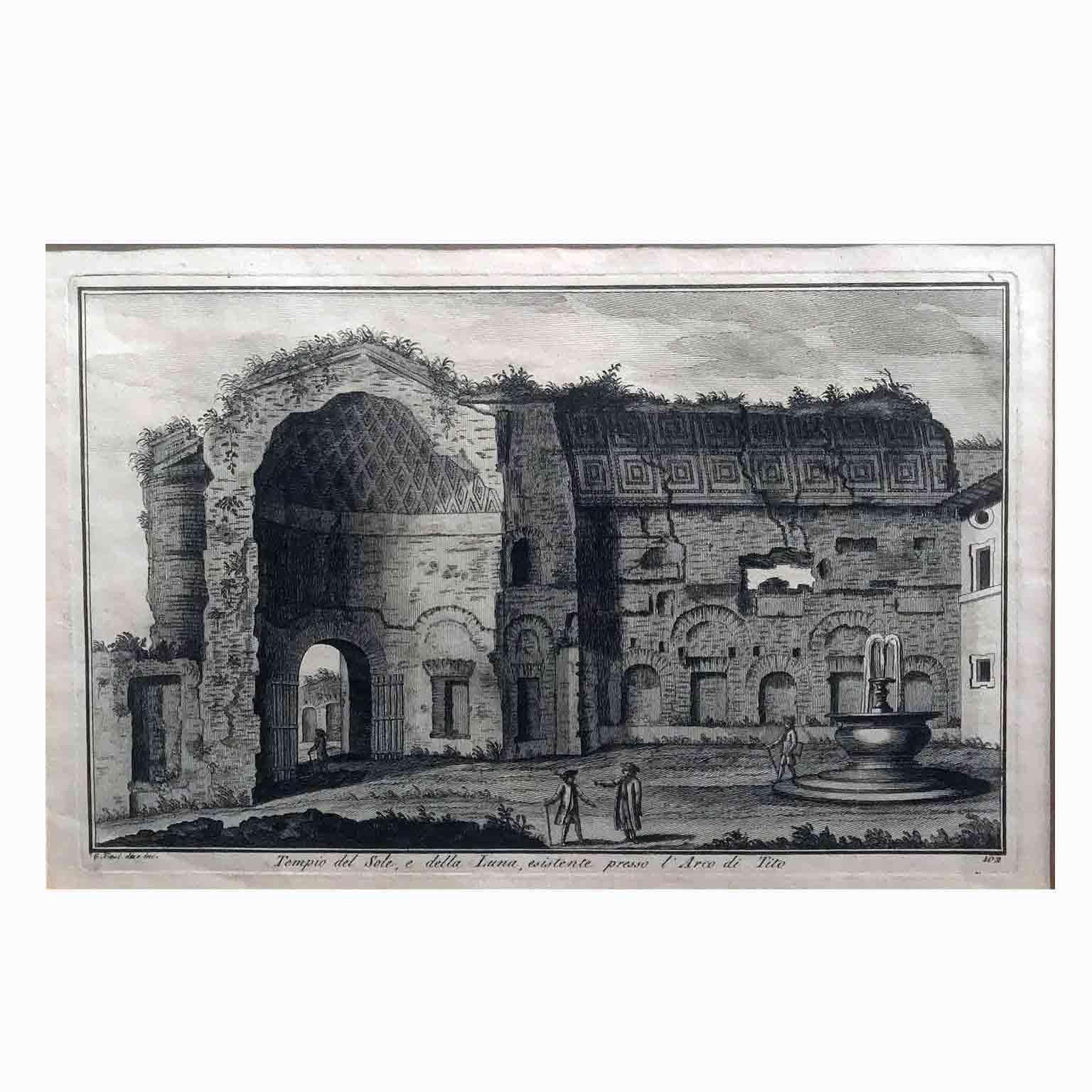 Paper 18th Century Italian Grand Tour Etchings Five Rome Views by Giuseppe Vasi 