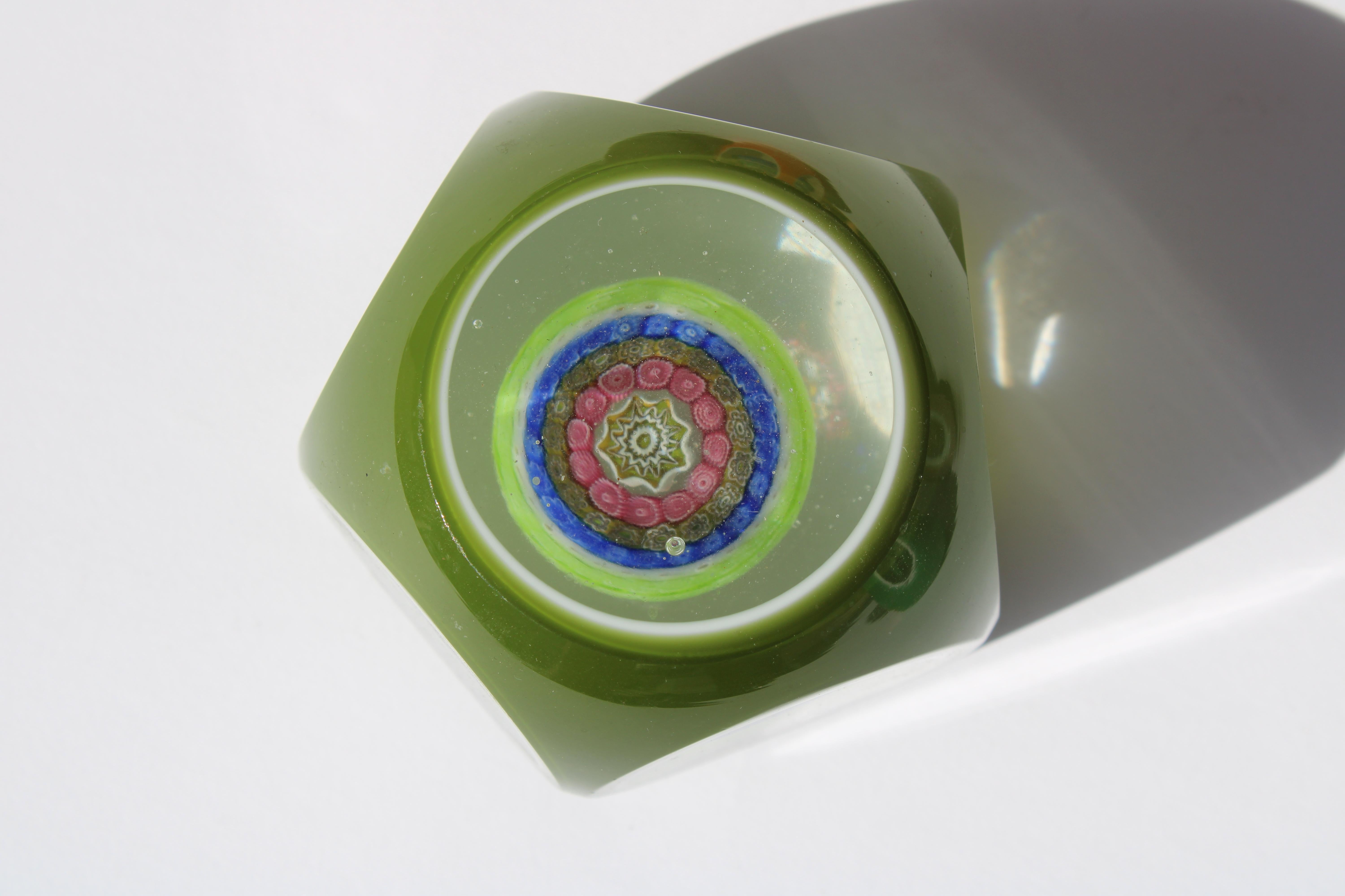 Five Italian Millefiori Cased Glass Paperweights For Sale 2