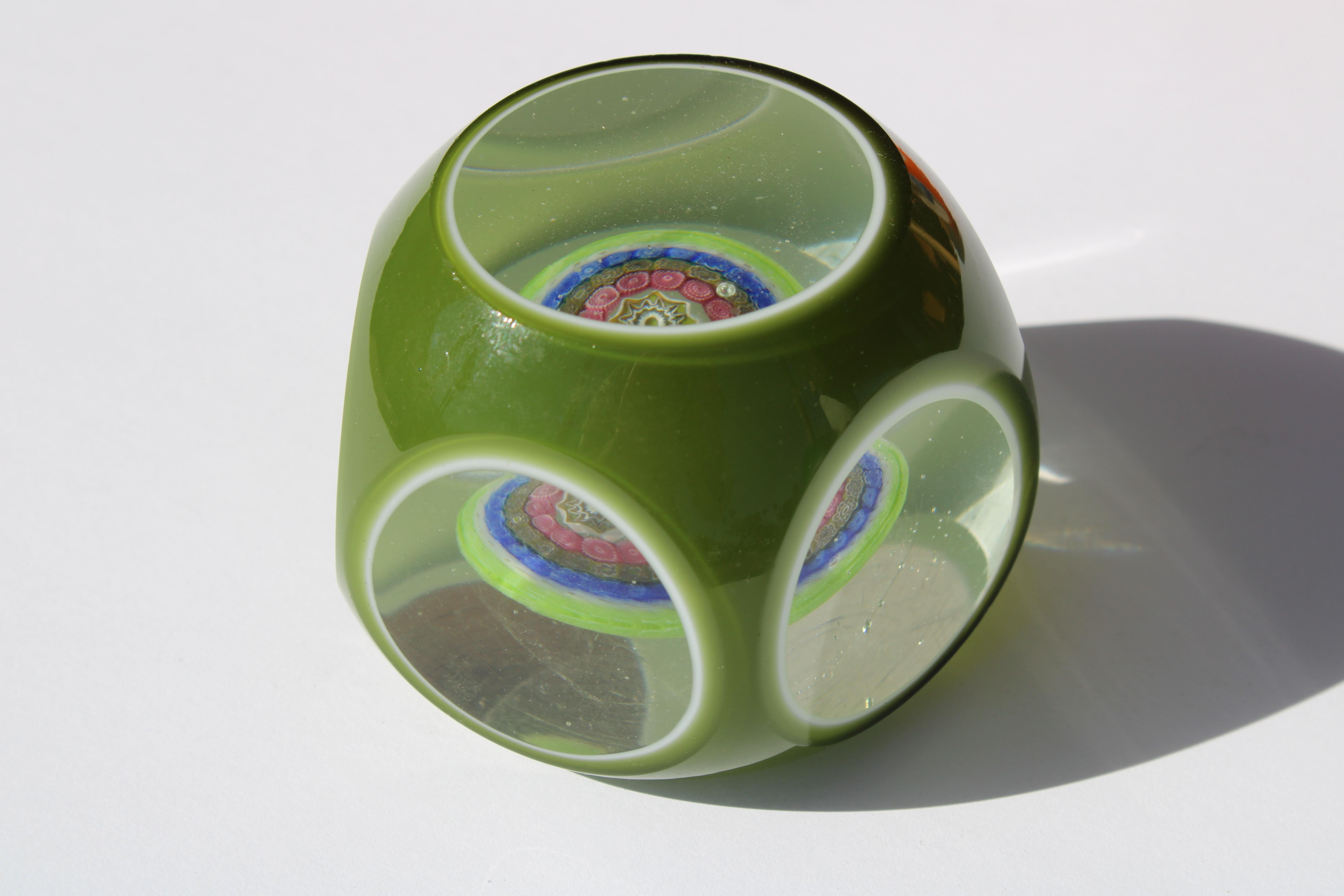 Five Italian Millefiori Cased Glass Paperweights For Sale 3