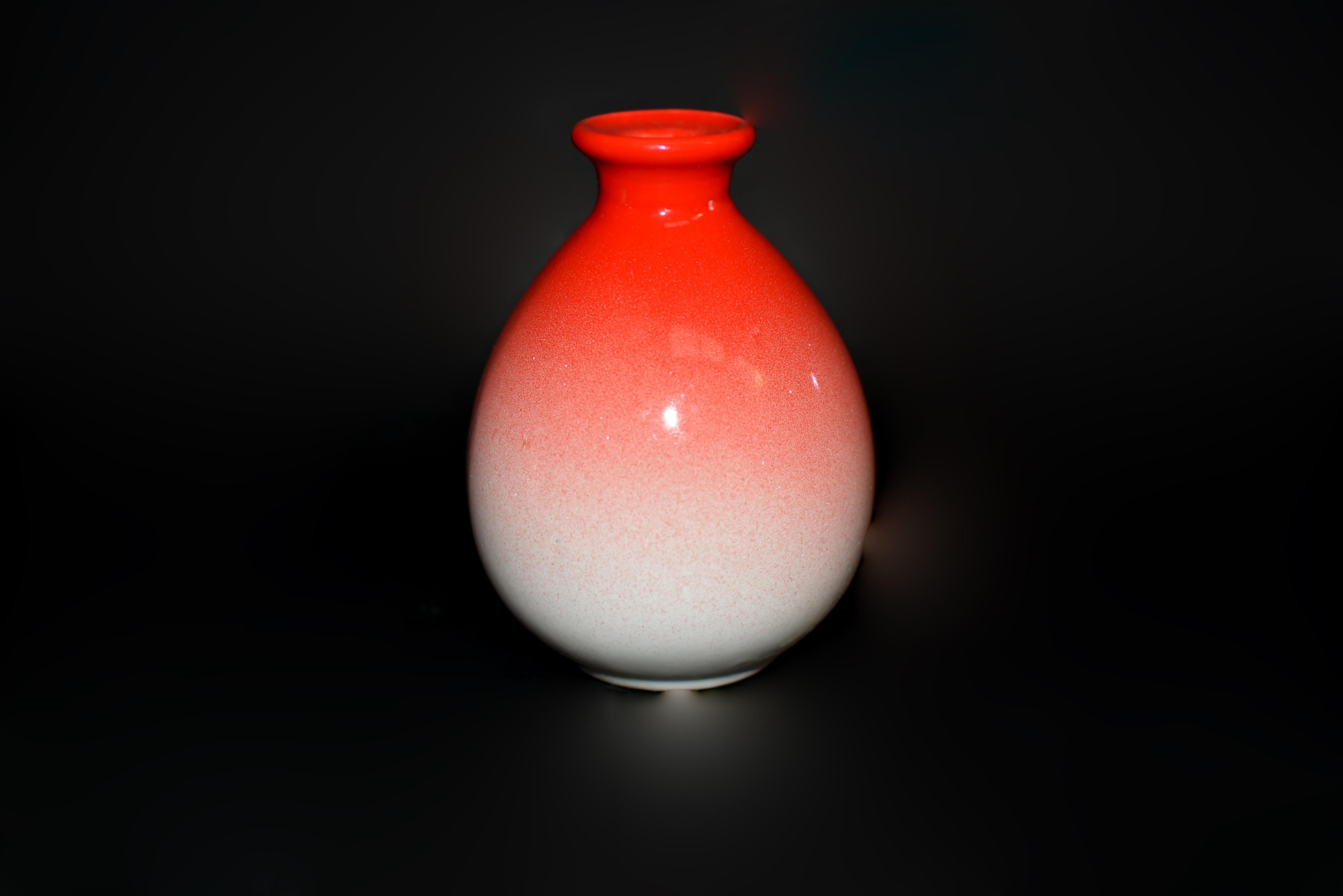 Smaltato Cinque bottiglie di vino in ceramica giapponese Jian Vases Red Gradient in vendita