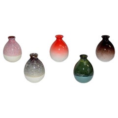 Five Japanese Jian Ceramic Wine Bottles Vases Red Gradient