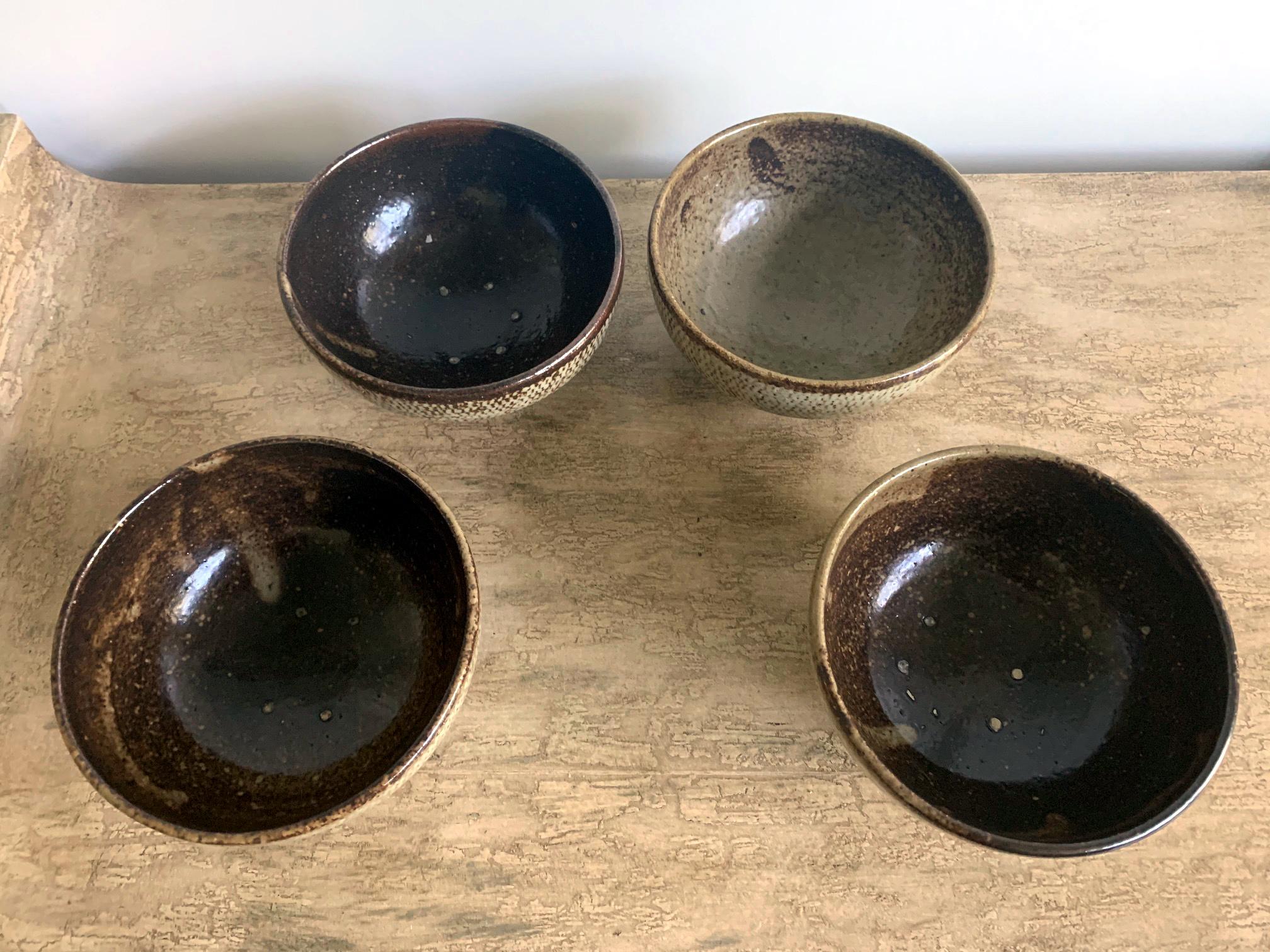 Modern Five Japanese Mingei Ceramic Bowls Tatsuzo Shimaoka