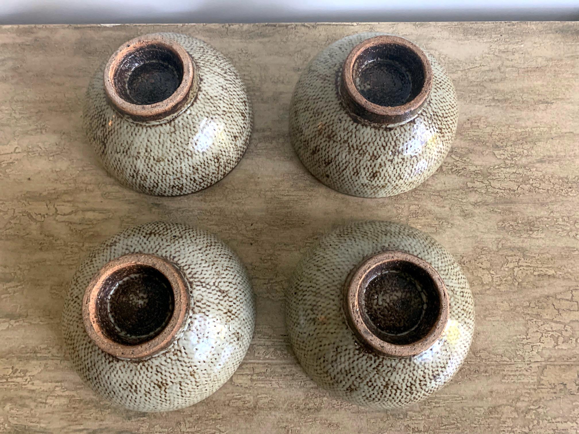 Five Japanese Mingei Ceramic Bowls Tatsuzo Shimaoka In Good Condition In Atlanta, GA