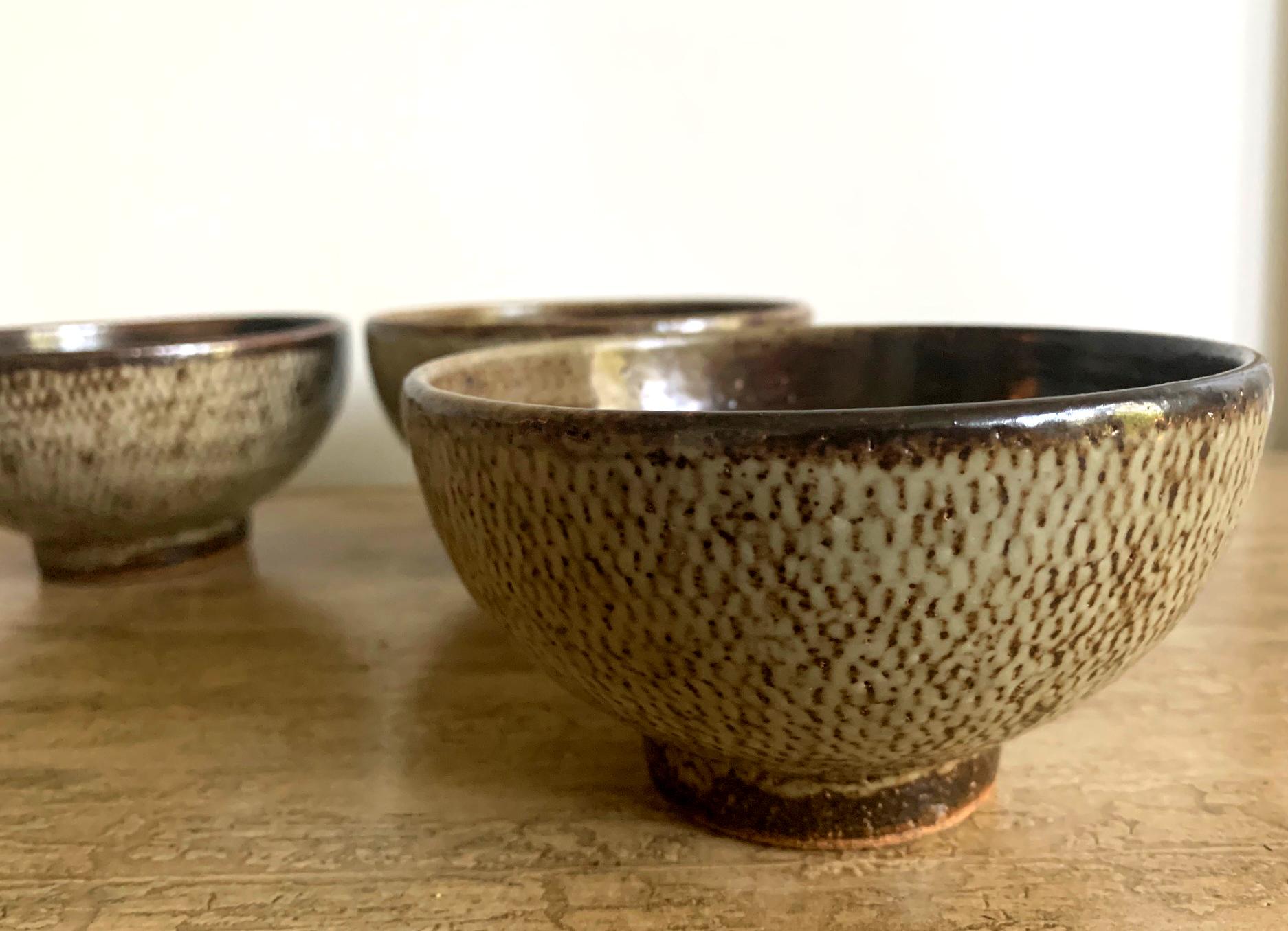 Late 20th Century Five Japanese Mingei Ceramic Bowls Tatsuzo Shimaoka