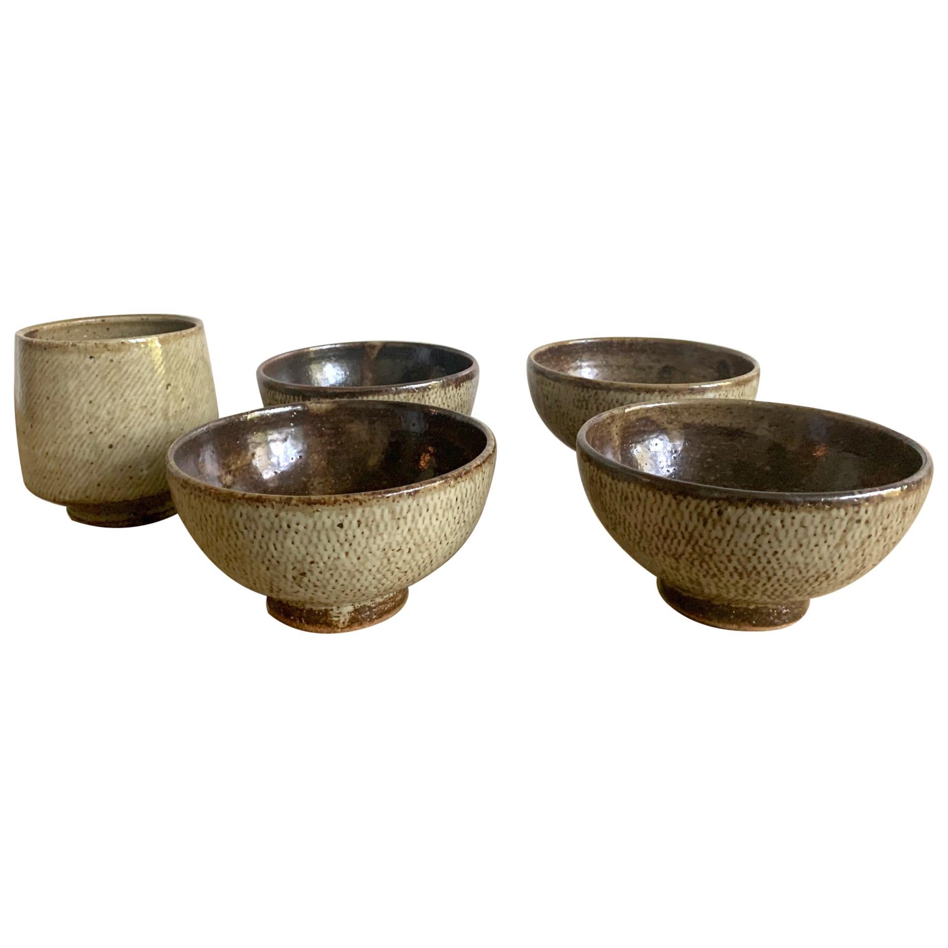 Five Japanese Mingei Ceramic Bowls Tatsuzo Shimaoka