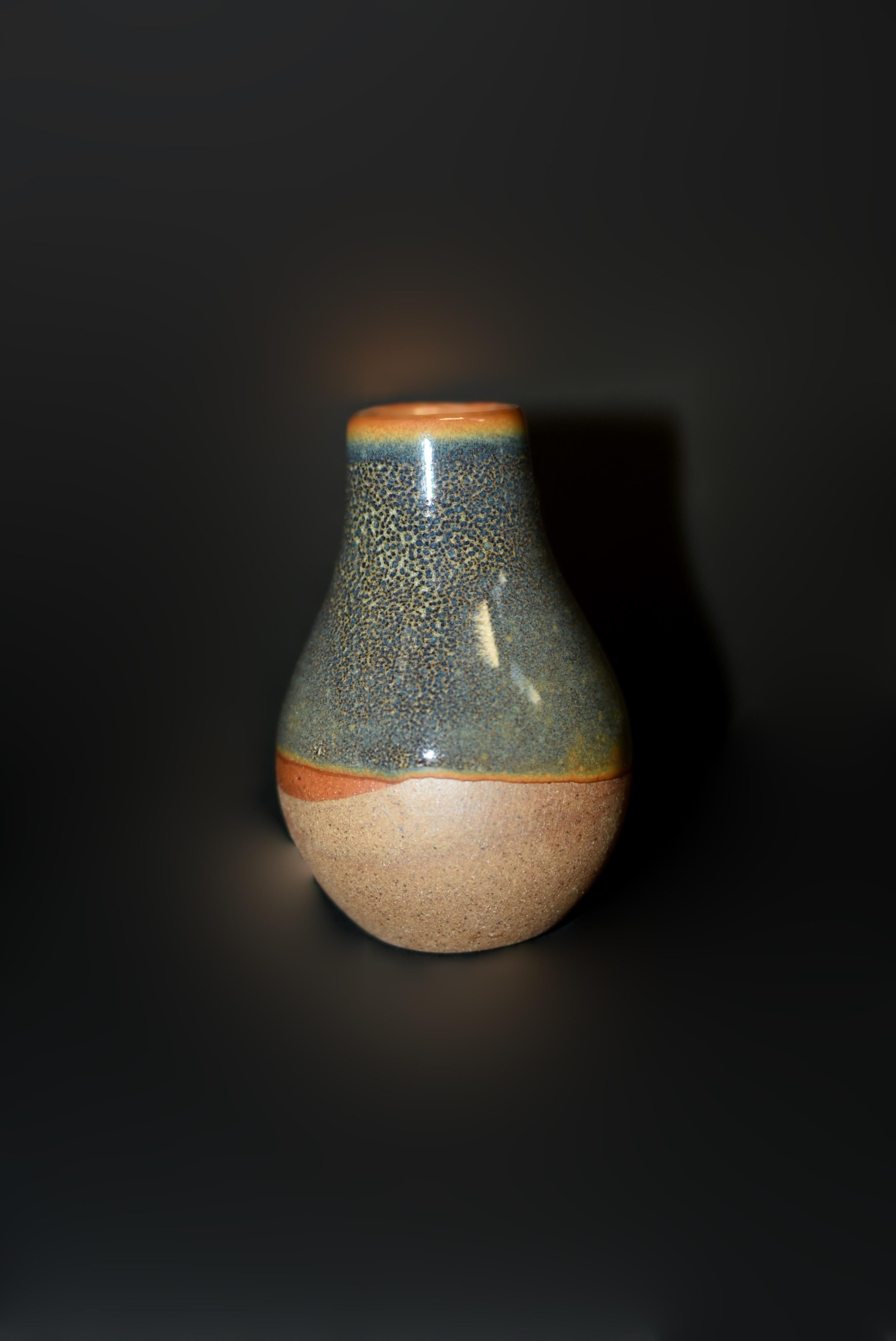 Five Japanese Wabi Sabi Small Glazed Pottery Vases  12