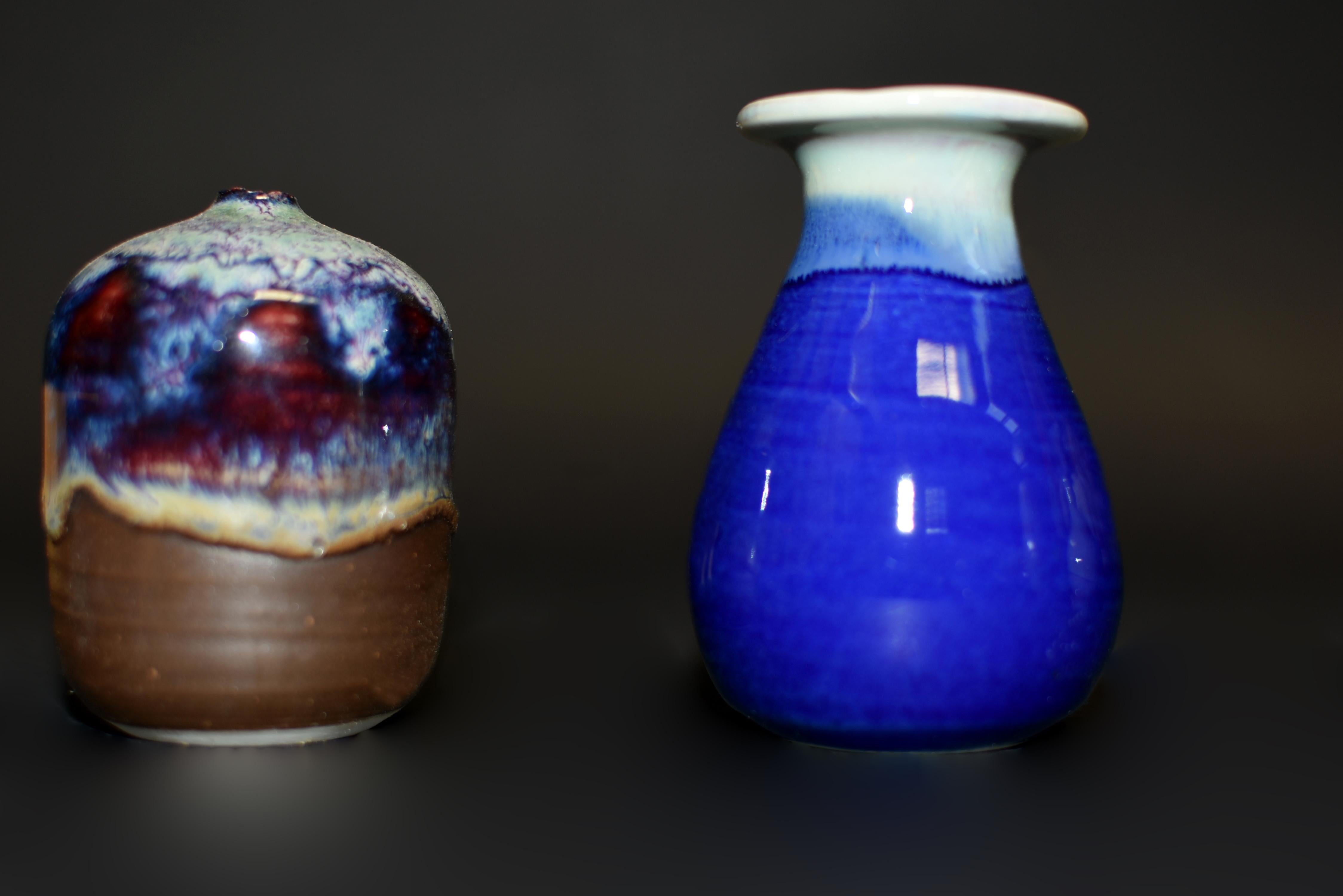 Five Japanese Wabi Sabi Small Glazed Pottery Vases  5