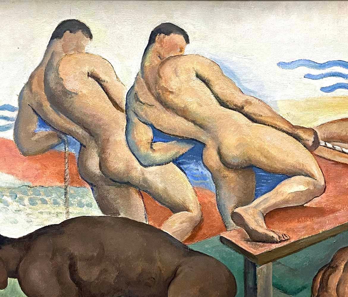 Art déco « Five Josephs », importante peinture Art Déco avec nus masculins, Provincetown, années 1930 en vente