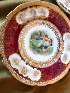 Five  L S & S Carisbad Red Plates with Neo Classic Scenes