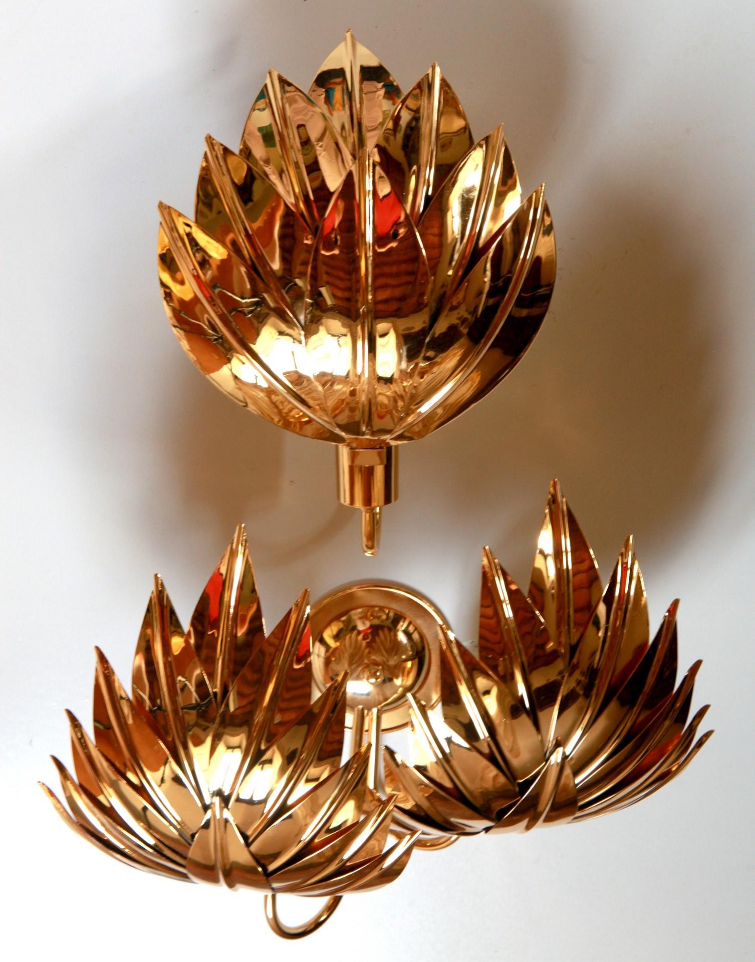 Cinq grandes appliques en laiton doré représentant des palmiers, attribuée à Maison Jansen en vente 13